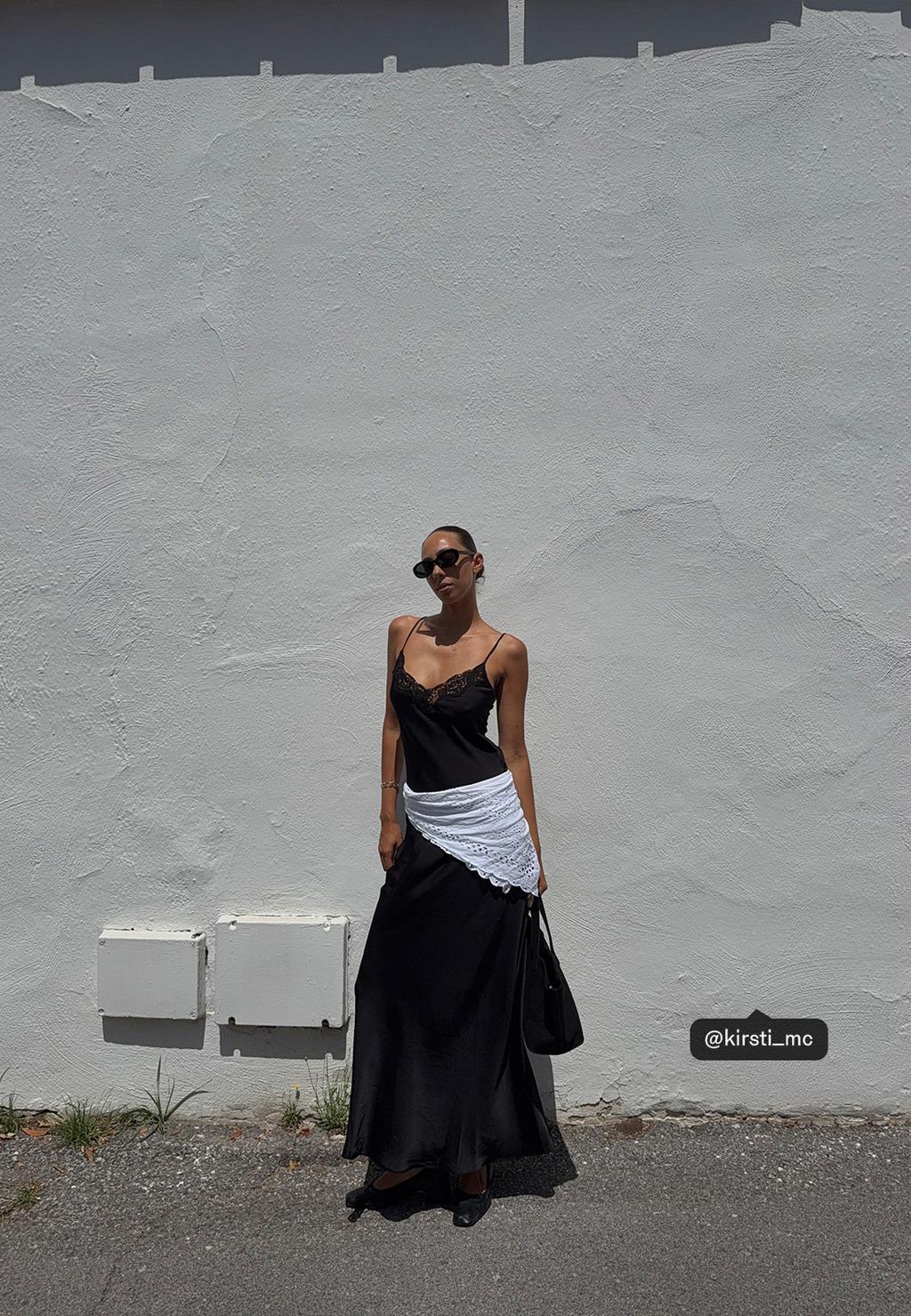 Vestido lencero largo satinado