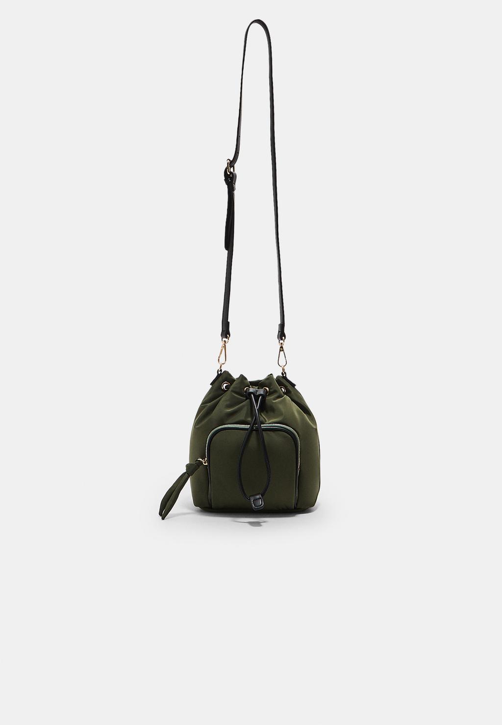 Fabric crossbody bucket bag