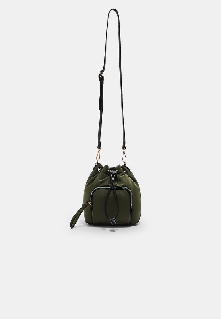 Stradivarius Textilní Kabelka Vak Přes Rameno Khaki Os