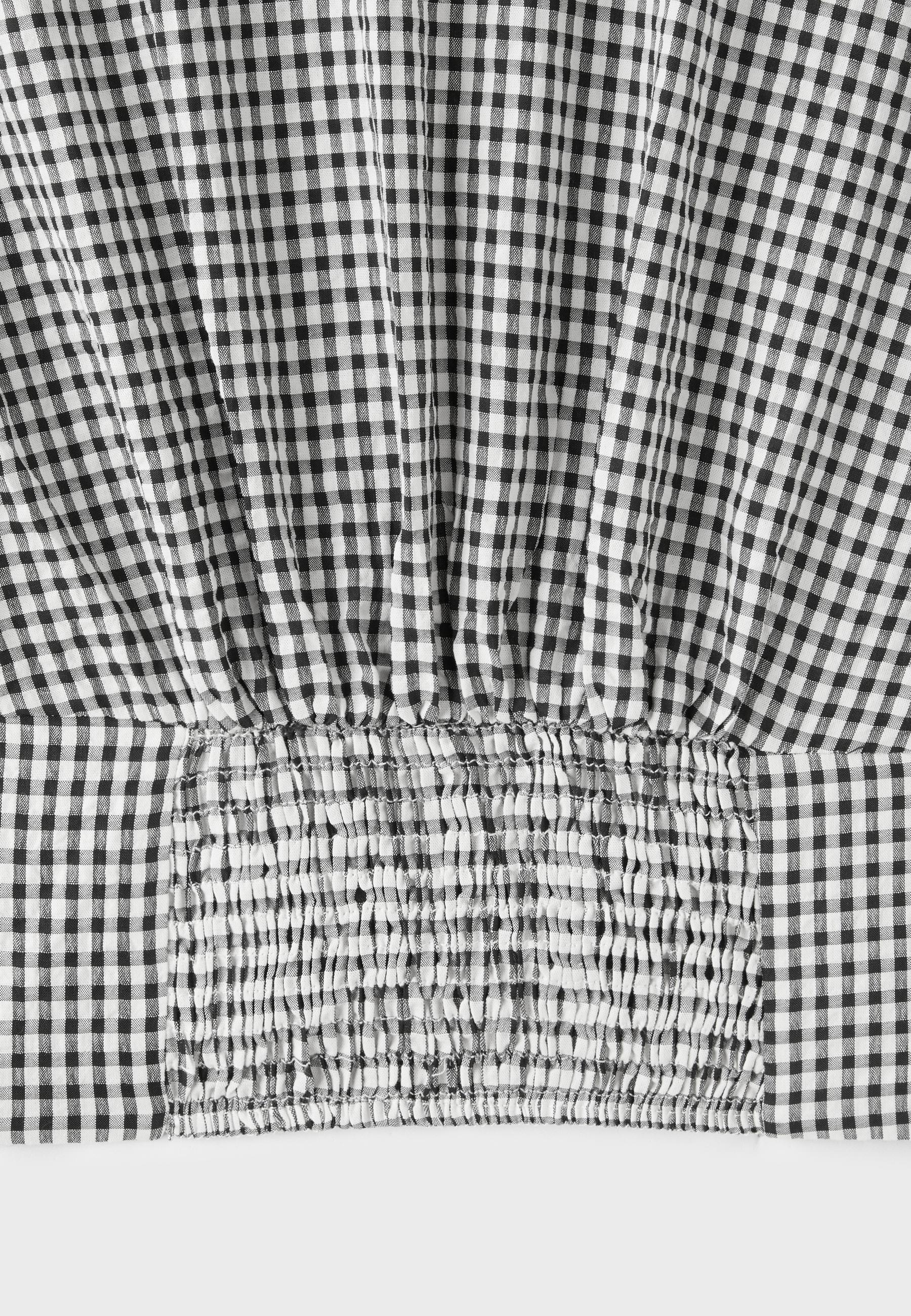 Checked cummerbund shirt — Ecru