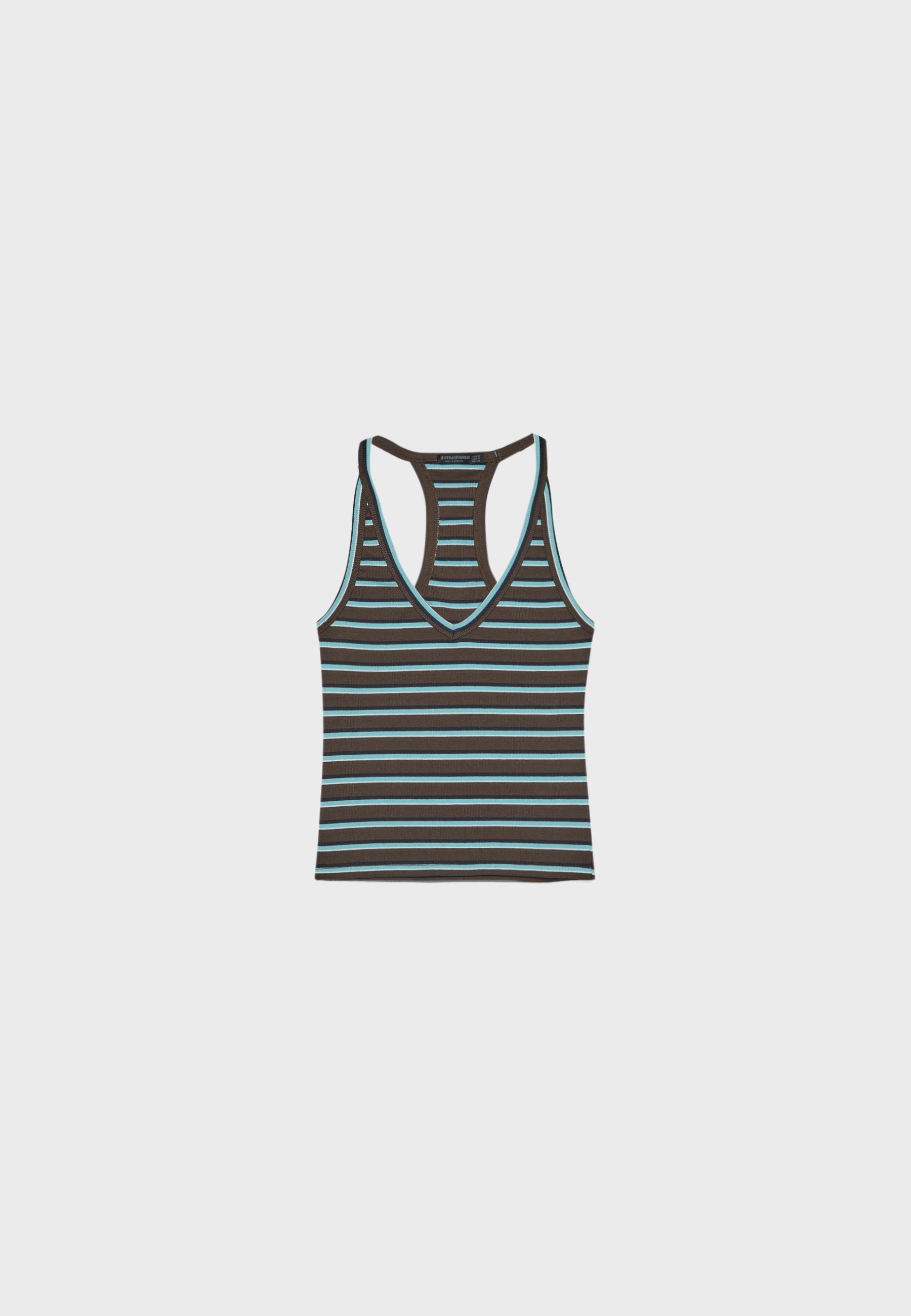 Ribbed striped top — Brown