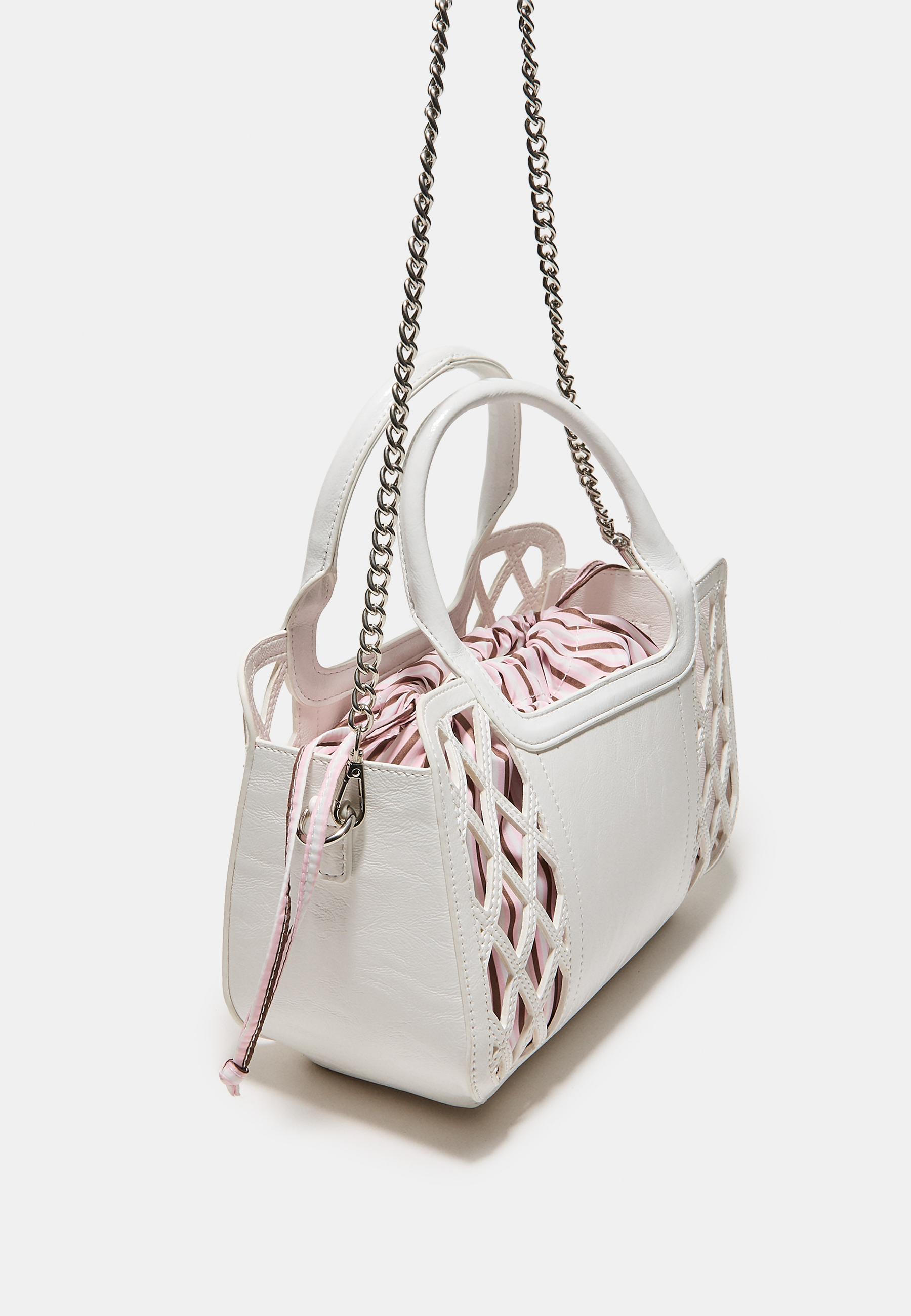Combined basket tote bag — White