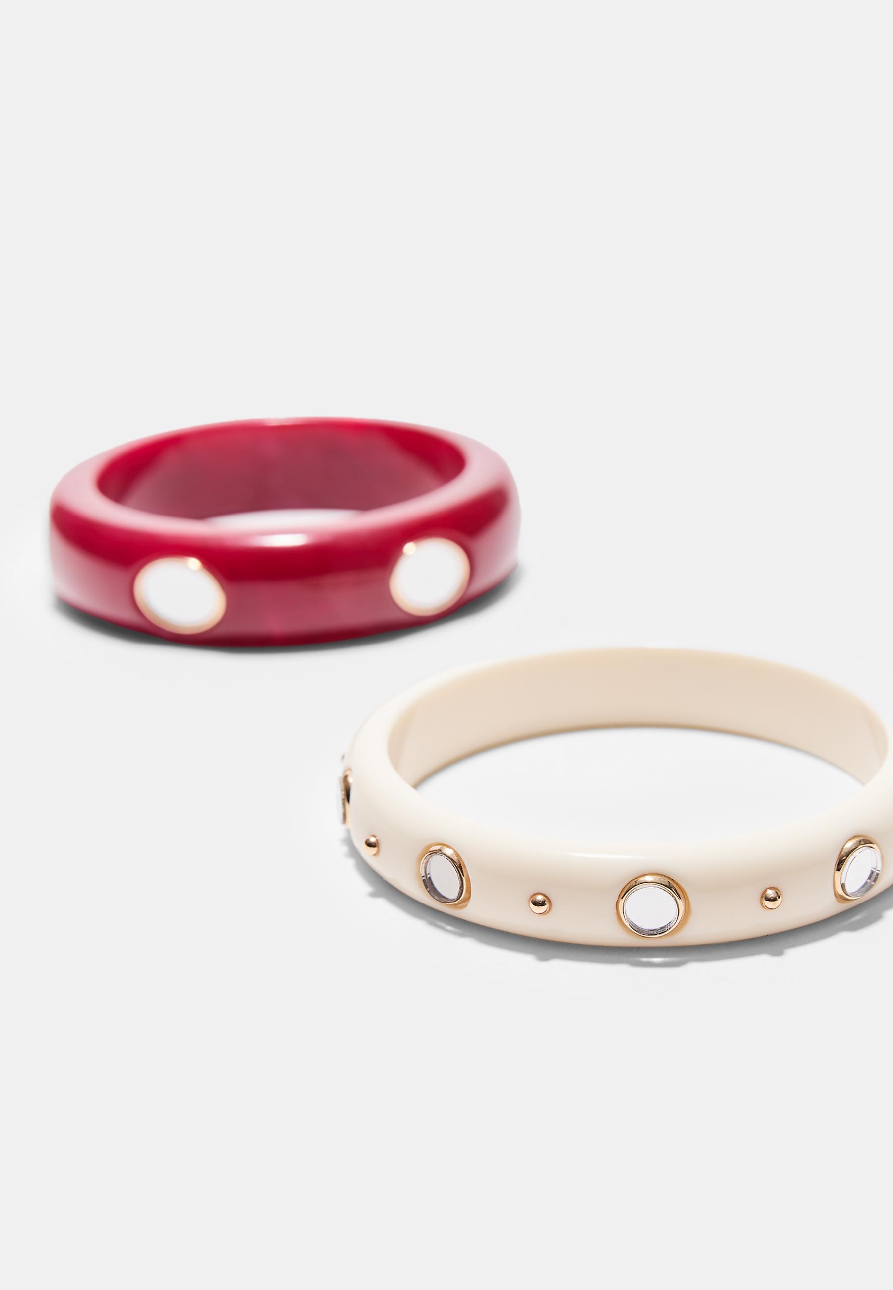 Set of 2 crystal effect bracelets — Red