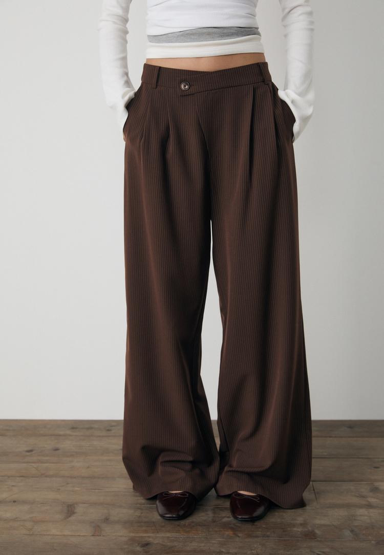 pantalon vestir casual cintura cruzada rayas