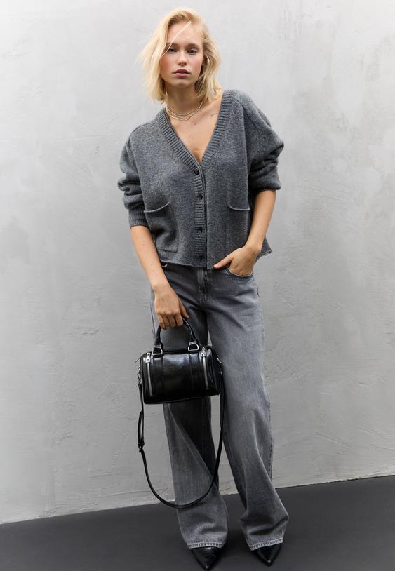 borsa finta pelle con cerniere