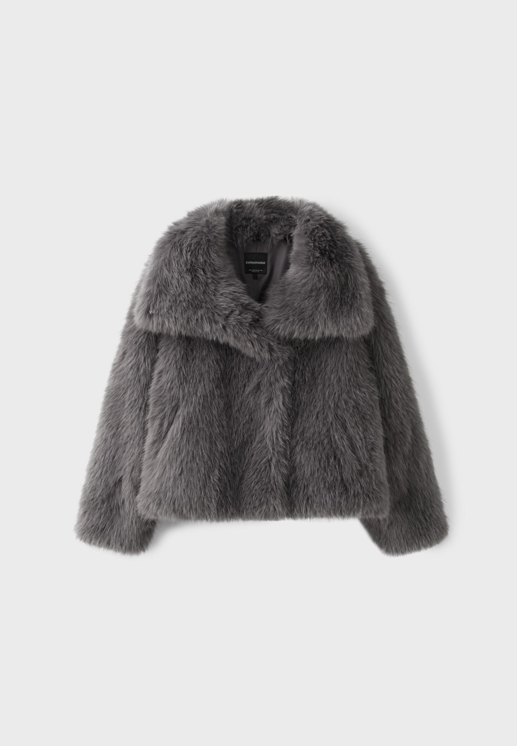 Stradivarius Dik yakalı suni kürk basic ceket