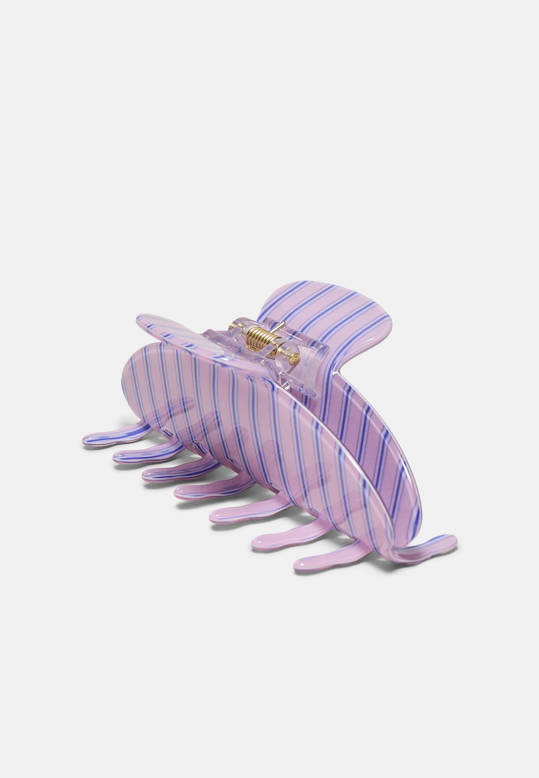 Striped fur clip — Pastel pink