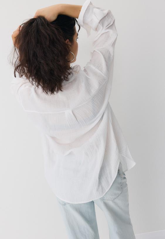 Stradivarius Basic Double-Fabric Shirt White S