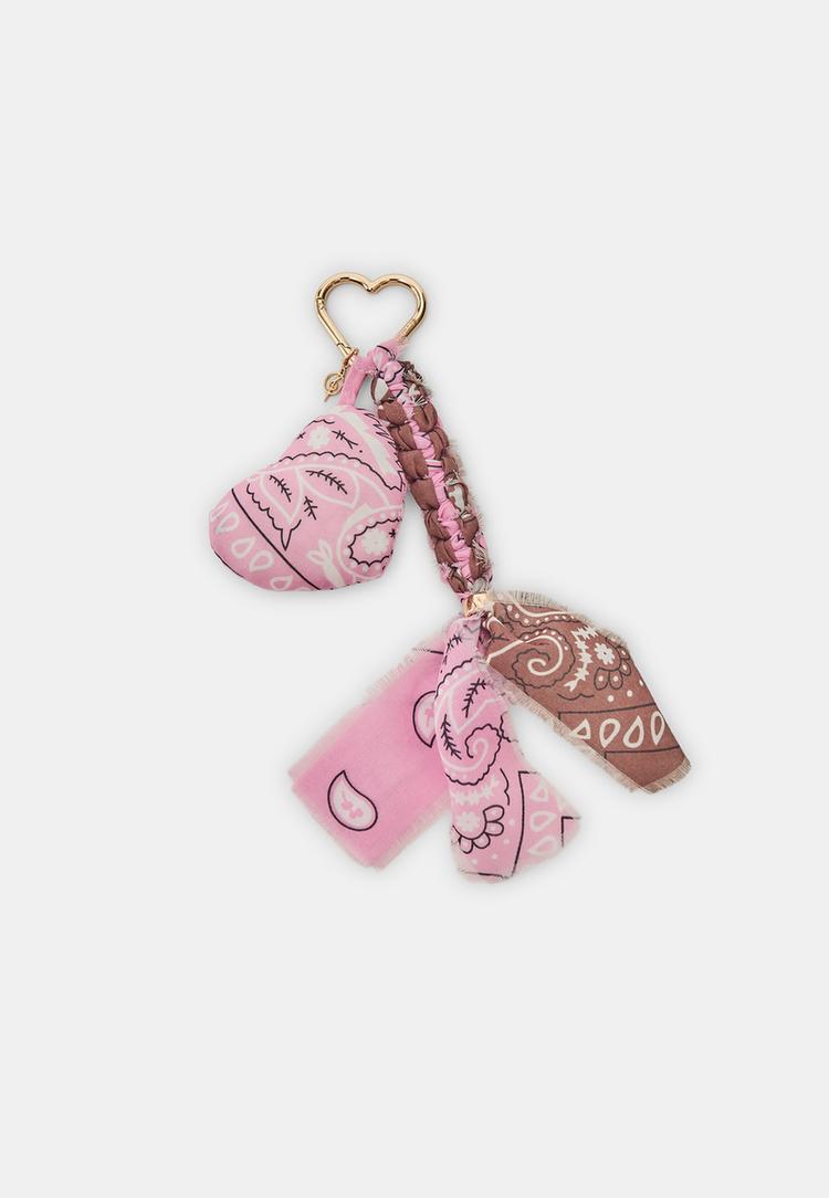 Stradivarius Μπρελόκ Κρεμαστό Καρδιά Μπαντάνα Παστέλ Ροζ Os