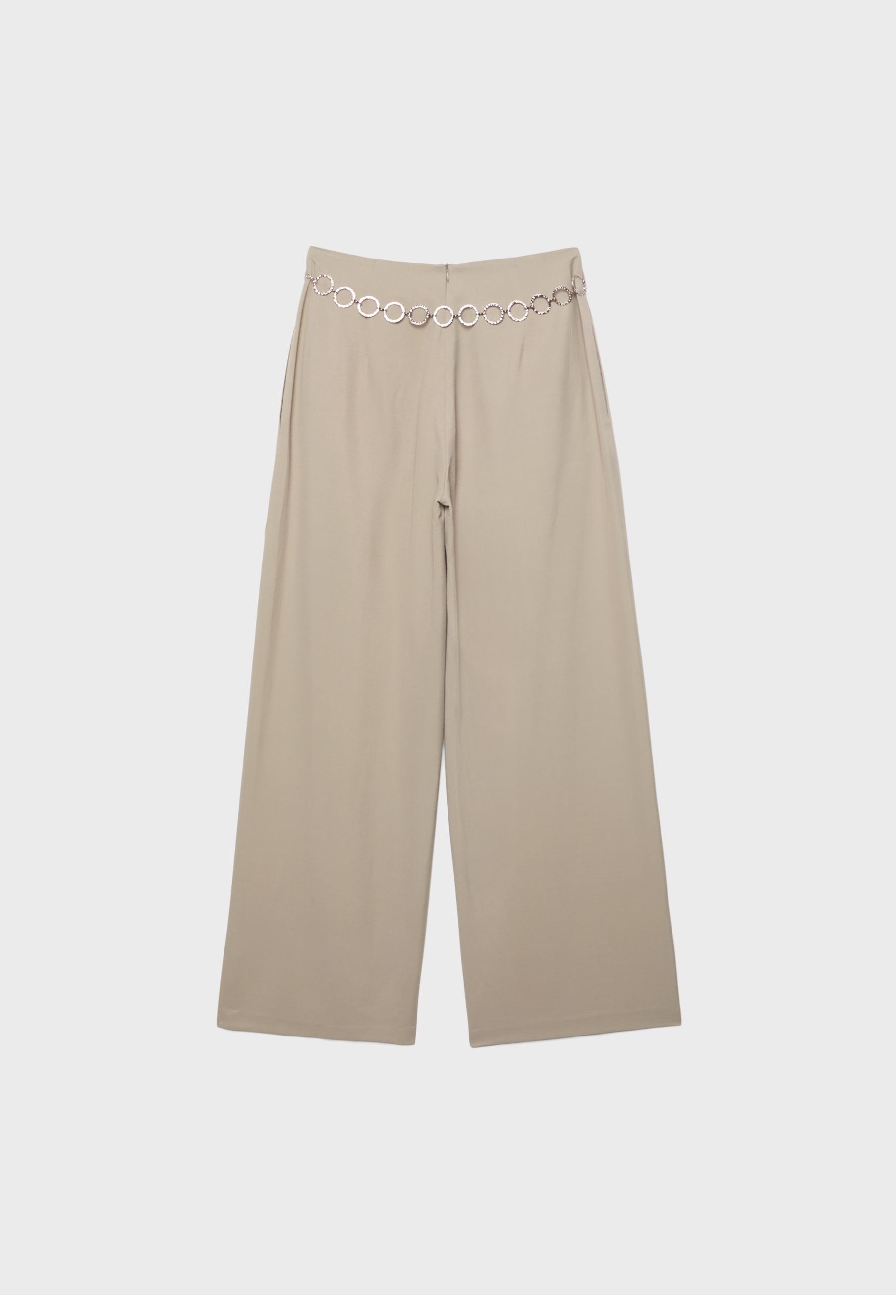 Lyocell darted trousers with chain — Brown