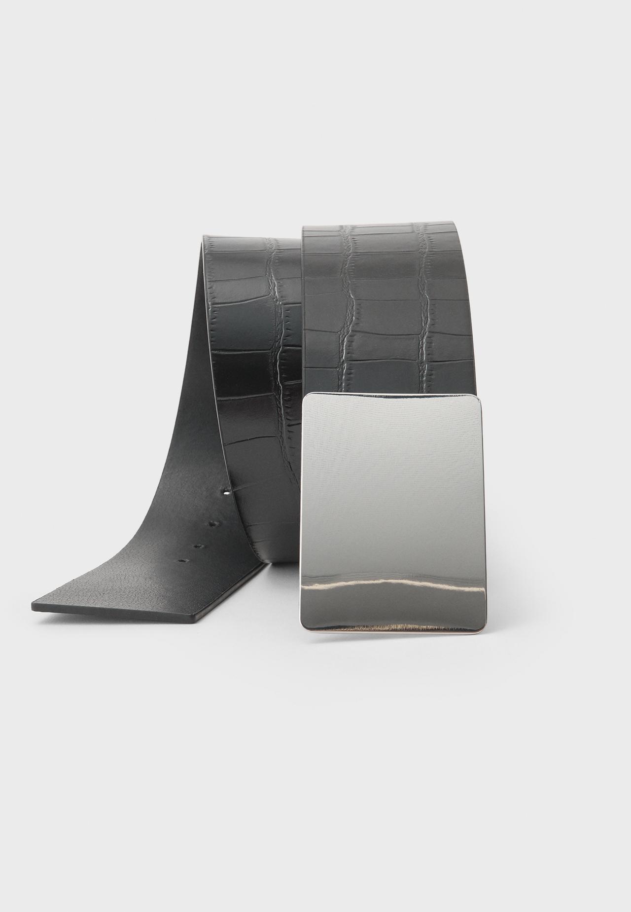 Wide belt with square buckle — Black