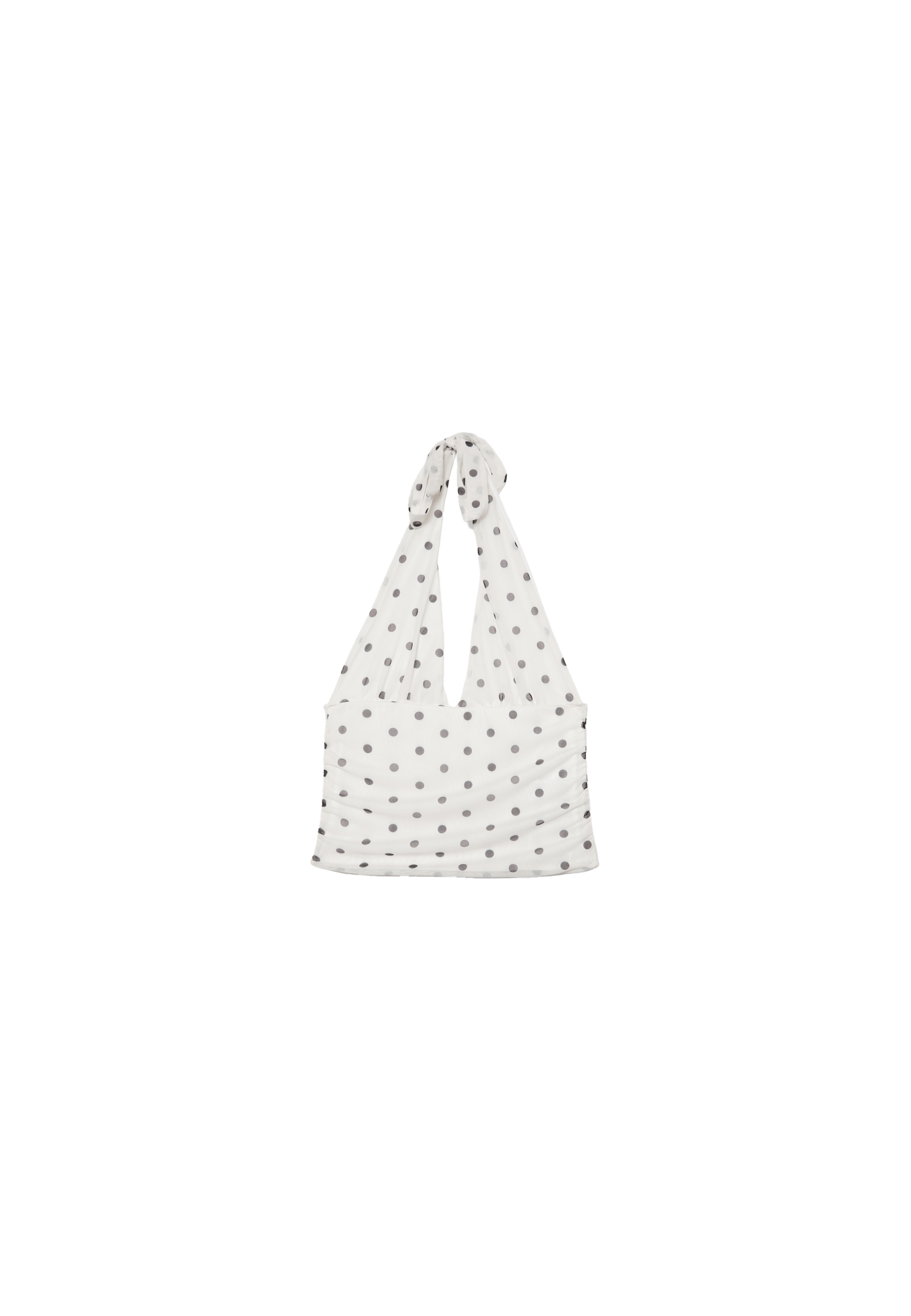 Polka dot mesh halter top — Ecru