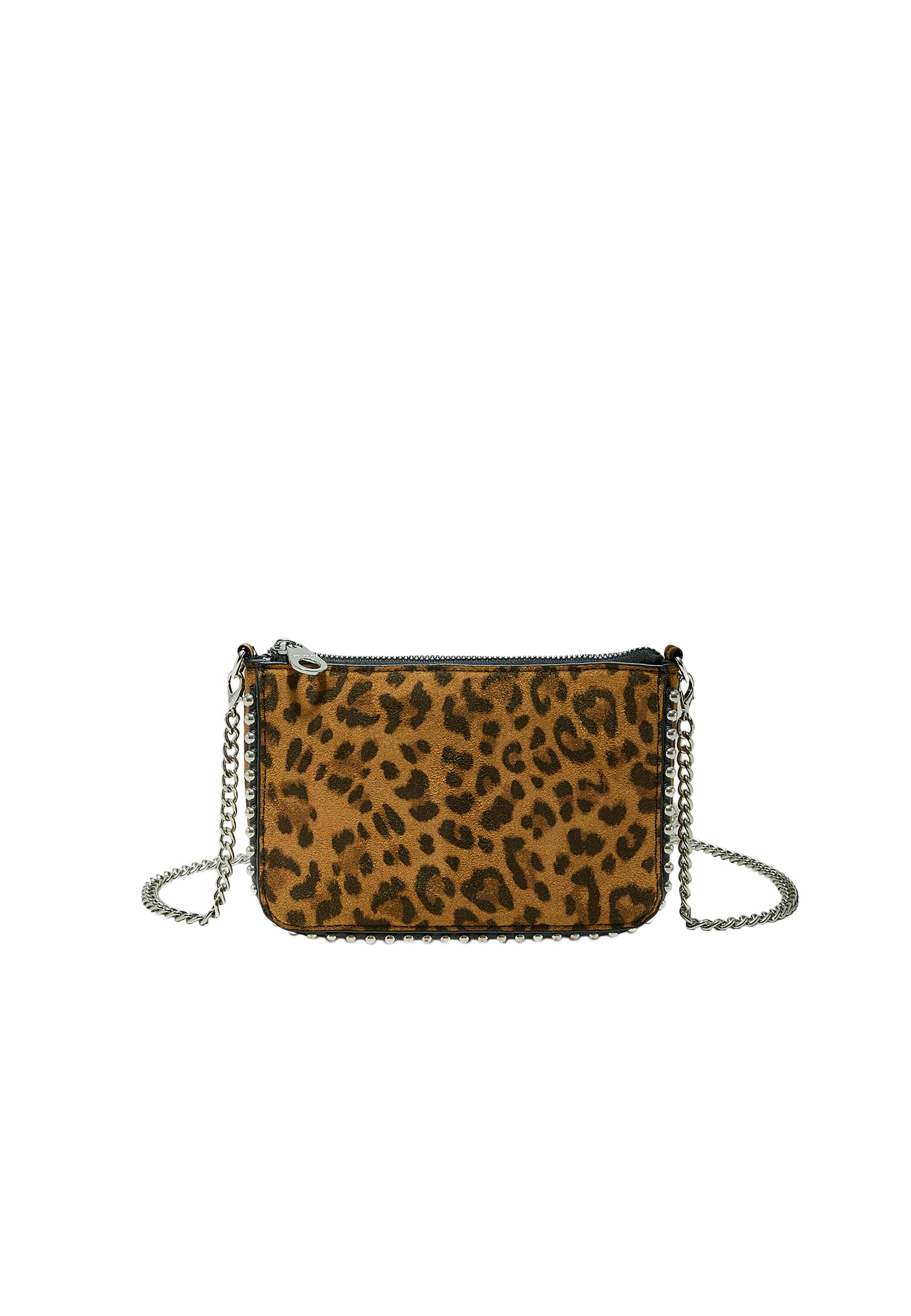 Printed mini bag with studs — Brown