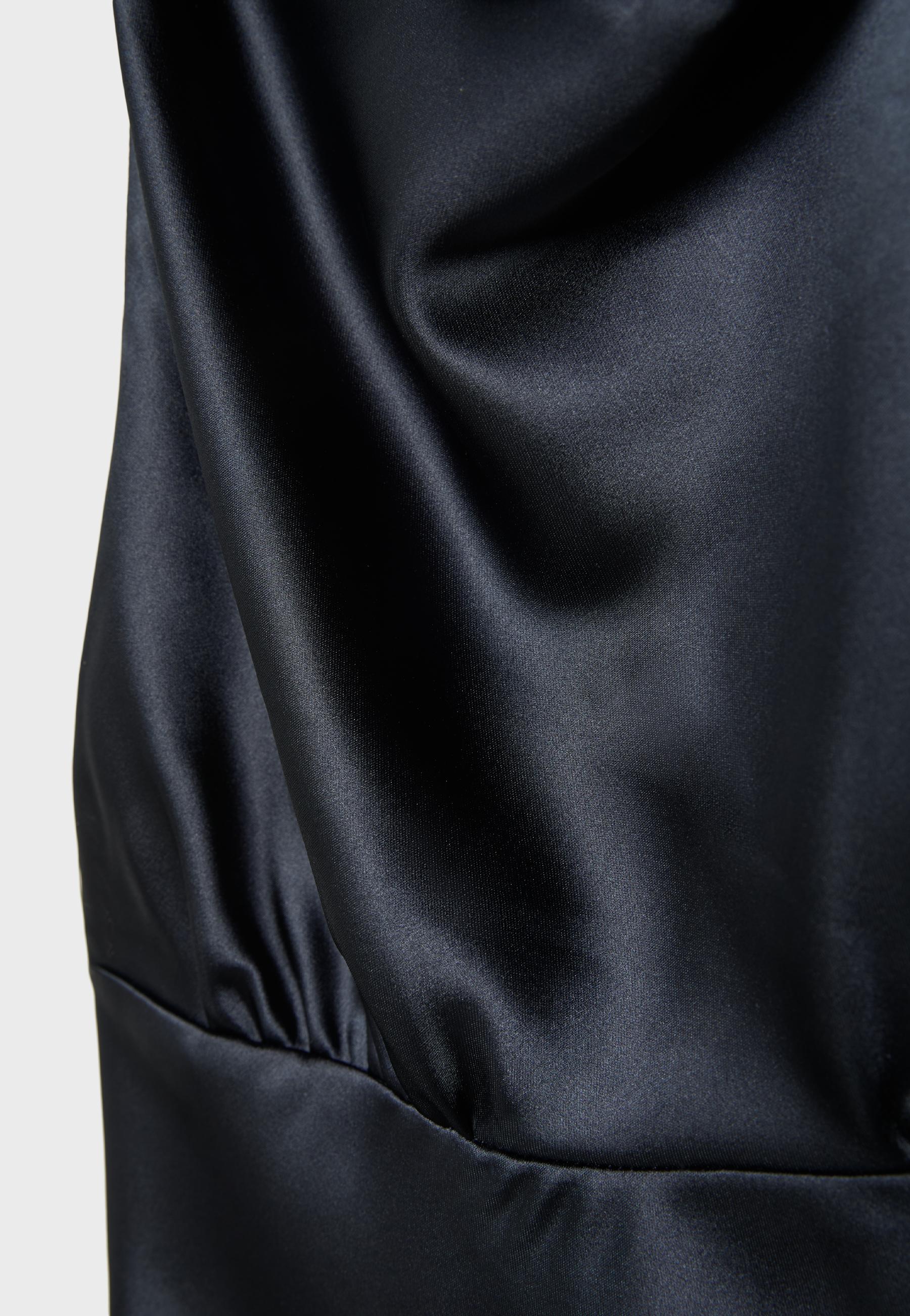 Short satin halterneck dress — Dark blue