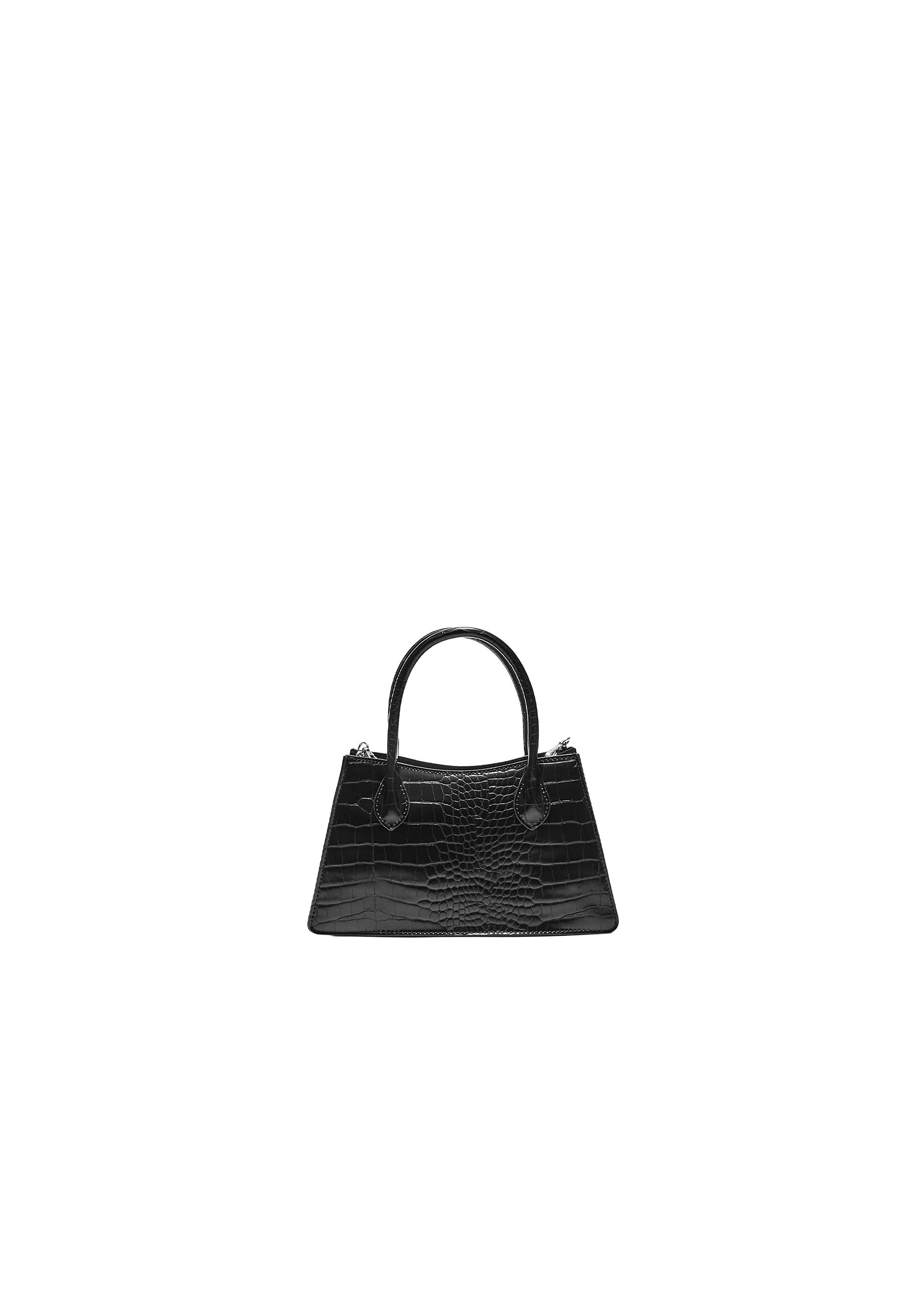 Trapeze shoulder bag with coconut effect — Black