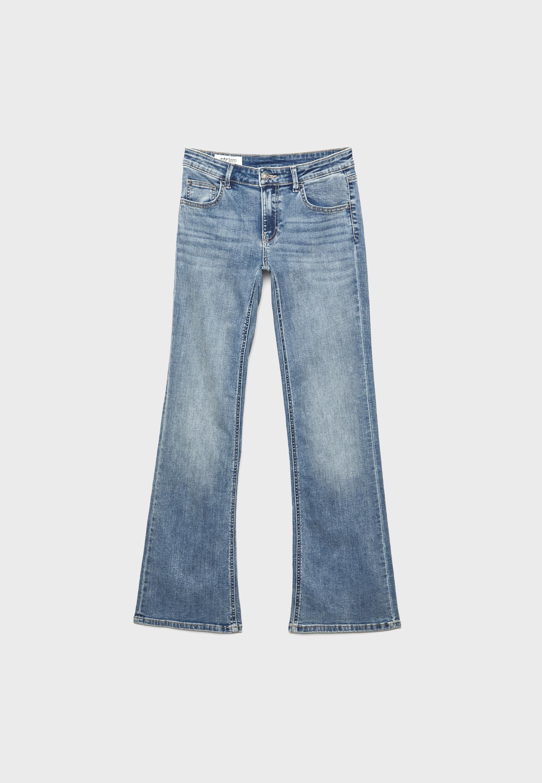 Low-rise bell bottom jeans — MEDIUM BLUE DENIM