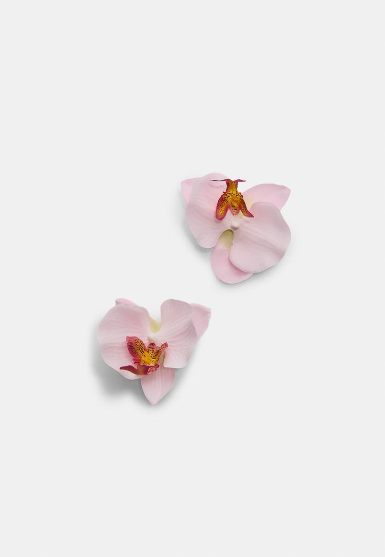 set 2 clip pelo flor orquidea