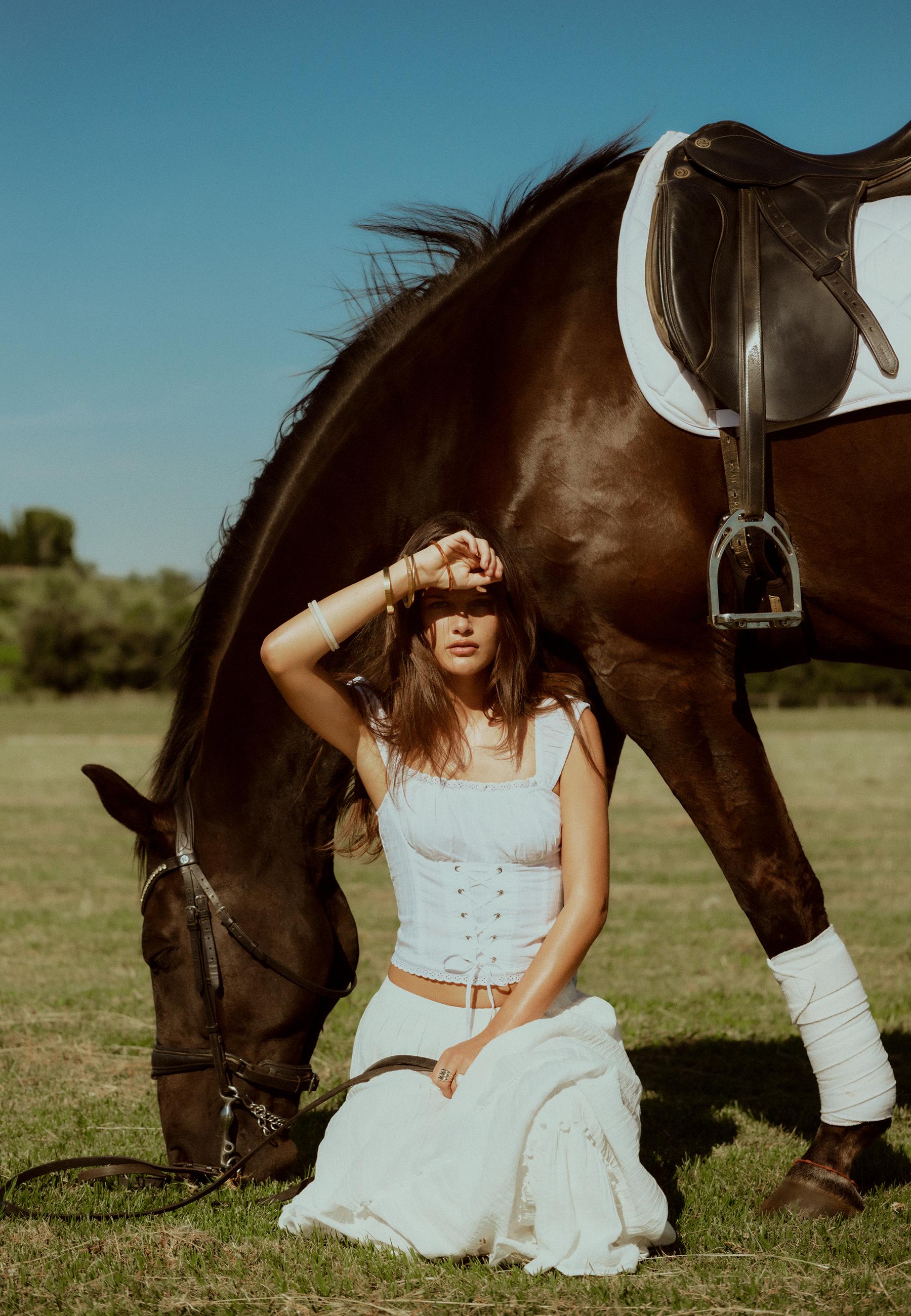 Lace-up corset top — White