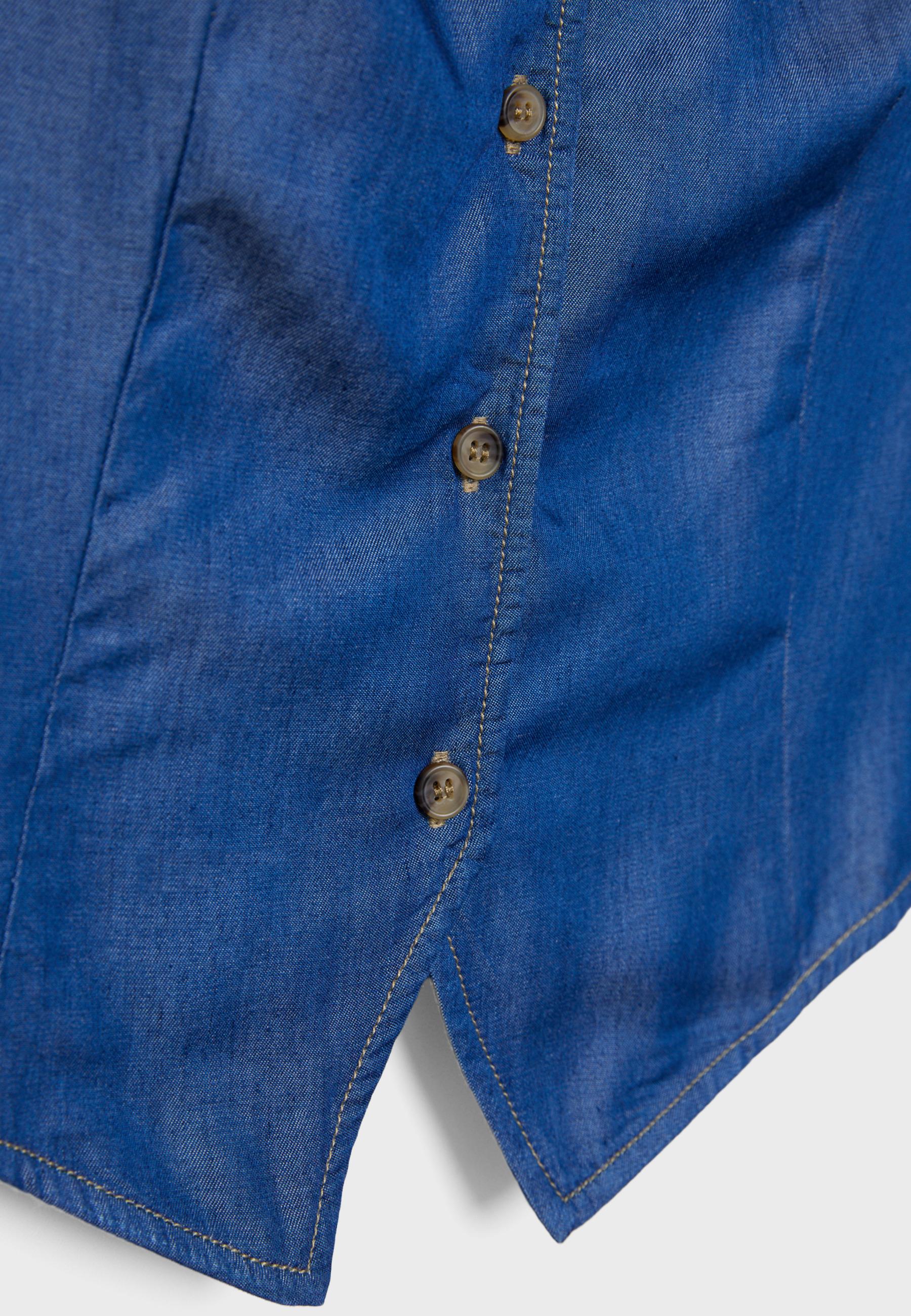 Sleeveless denim button-up top — MEDIUM BLUE DENIM
