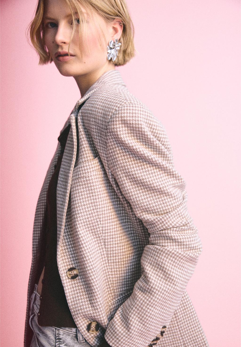 Kazayağı desenli blazer