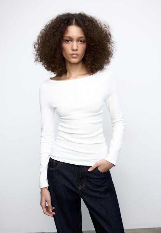 camiseta manga larga frunce