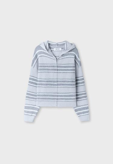 Hooded zip knit cardigan — Dark grey 8