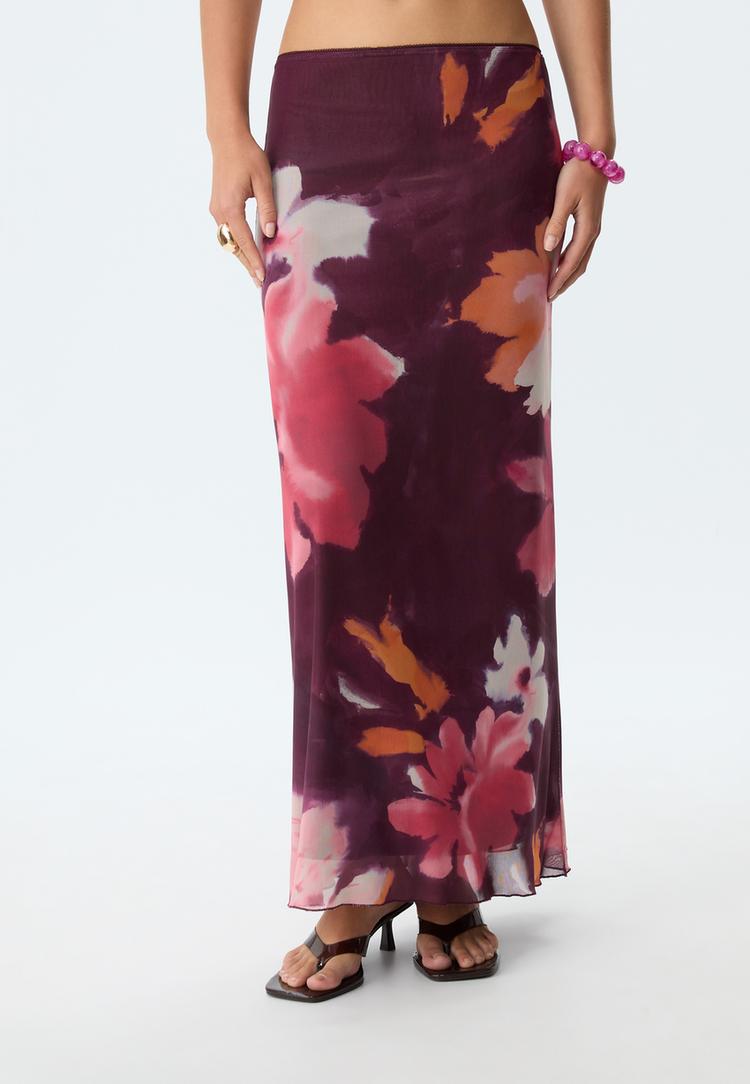 falda midi tul estampado