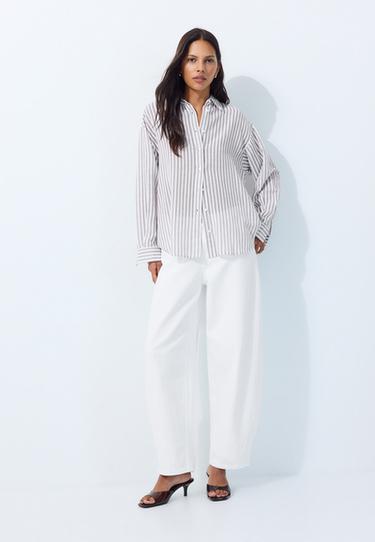 Linen effect shirt — Brown 2