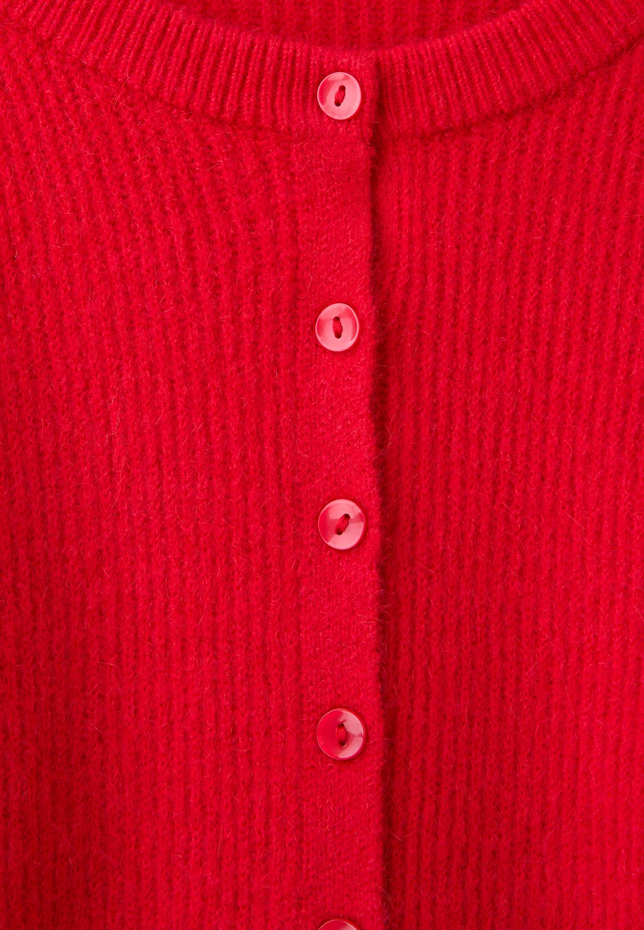 Raglan sleeve knit cardigan — Red