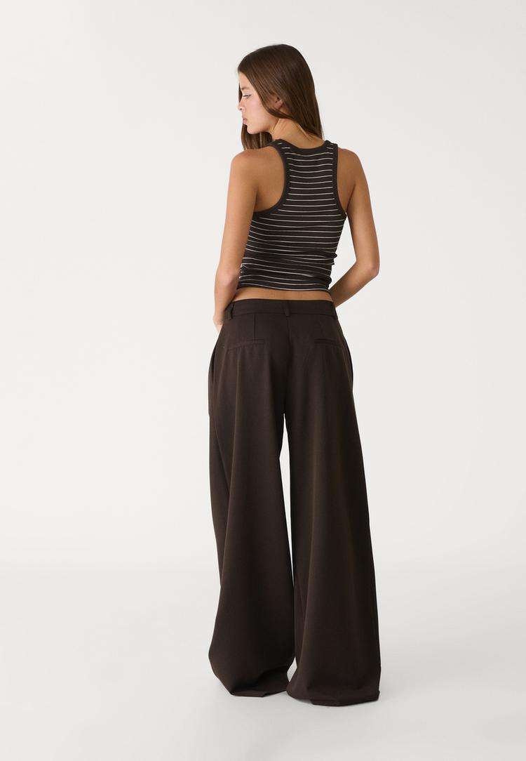 pantalon vestir wide leg pinzas