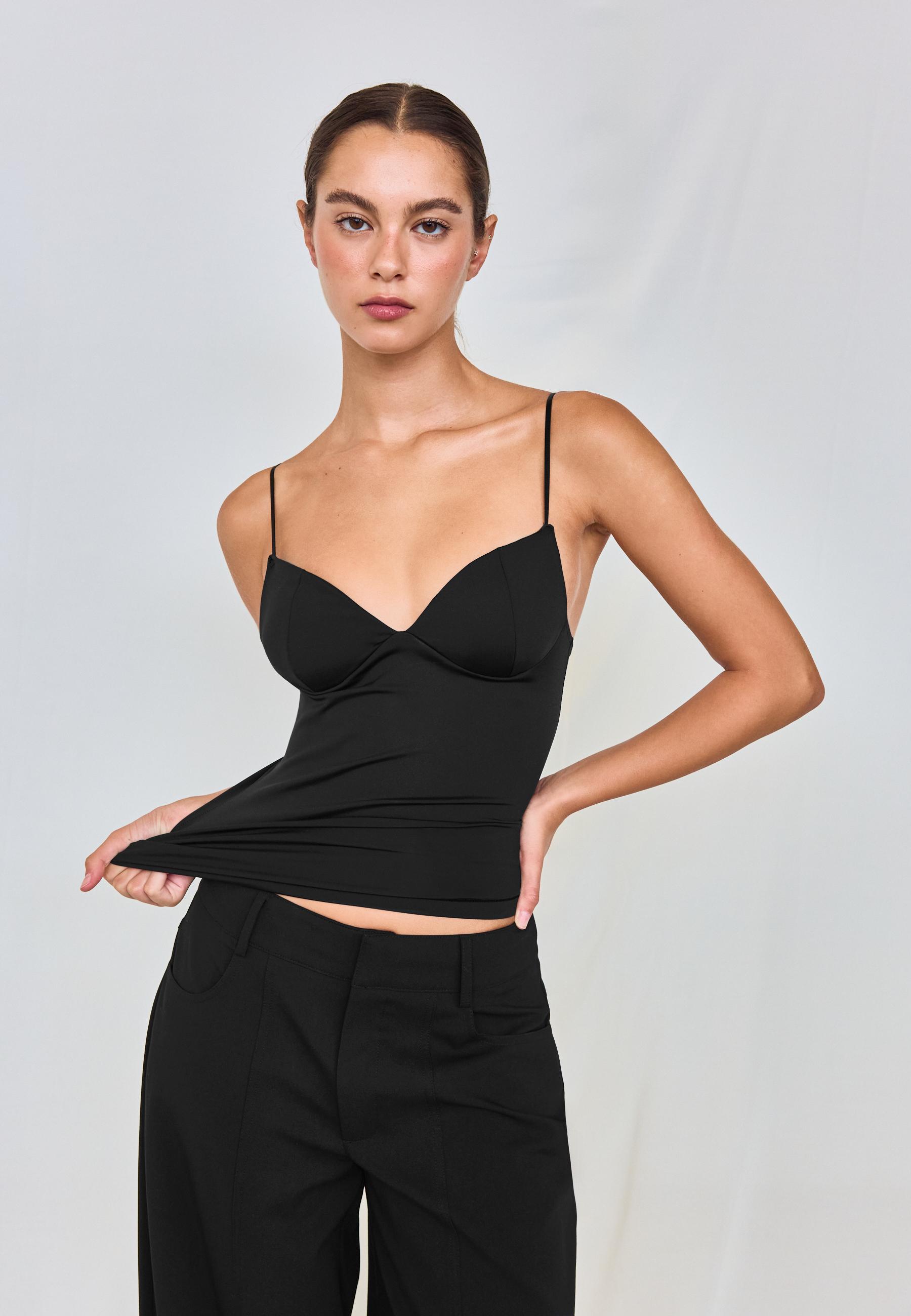 Corsetry-inspired top — Black