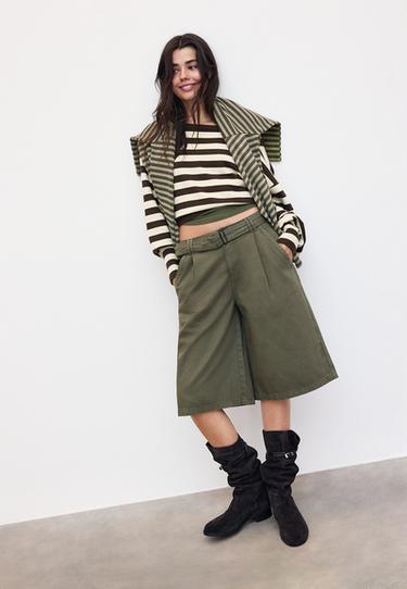 Baggy Bermuda shorts with belt — Khaki 1