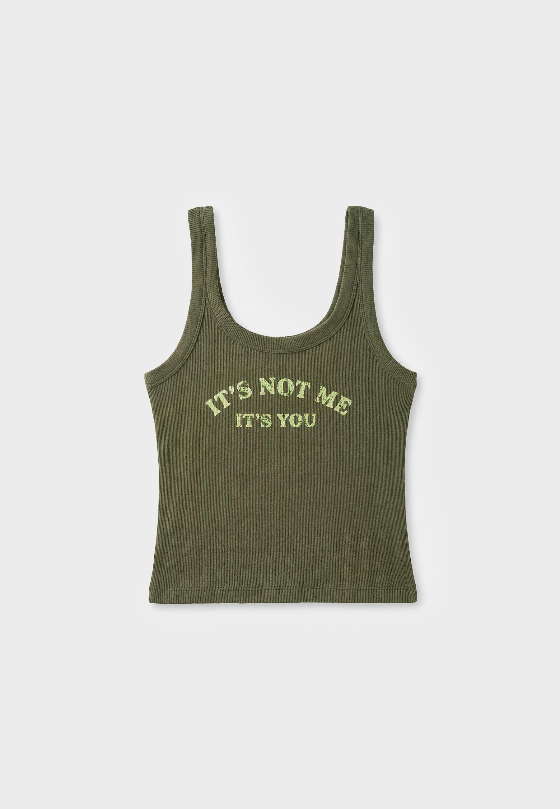 Slogan racerback top — Khaki