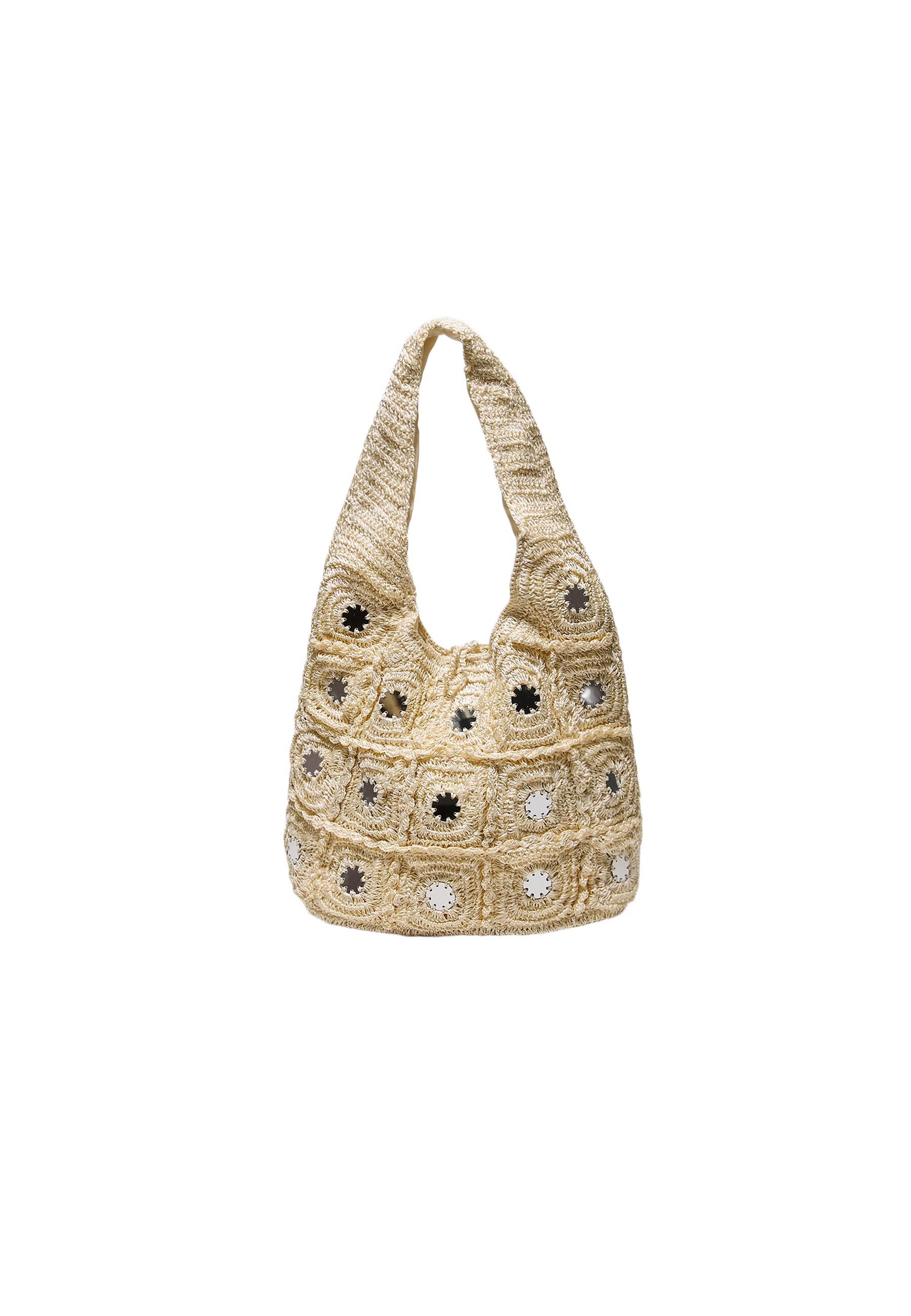Large mirrored shoulder bag — Ecru