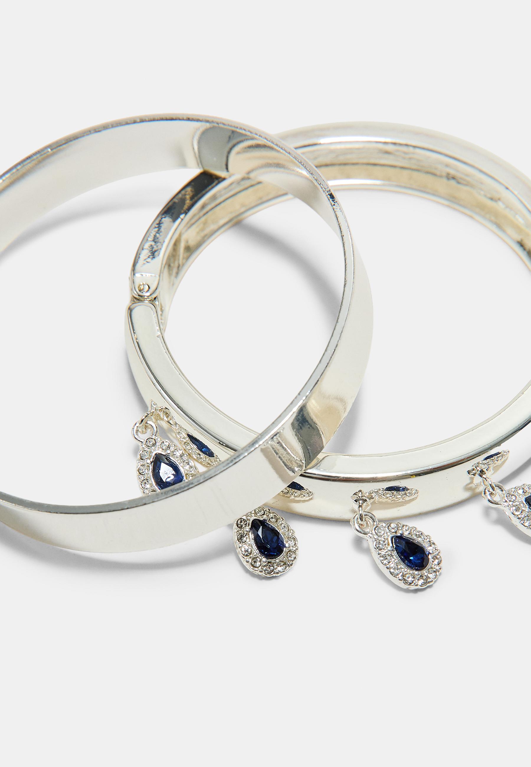 Jewelled charm bracelet set — Grey