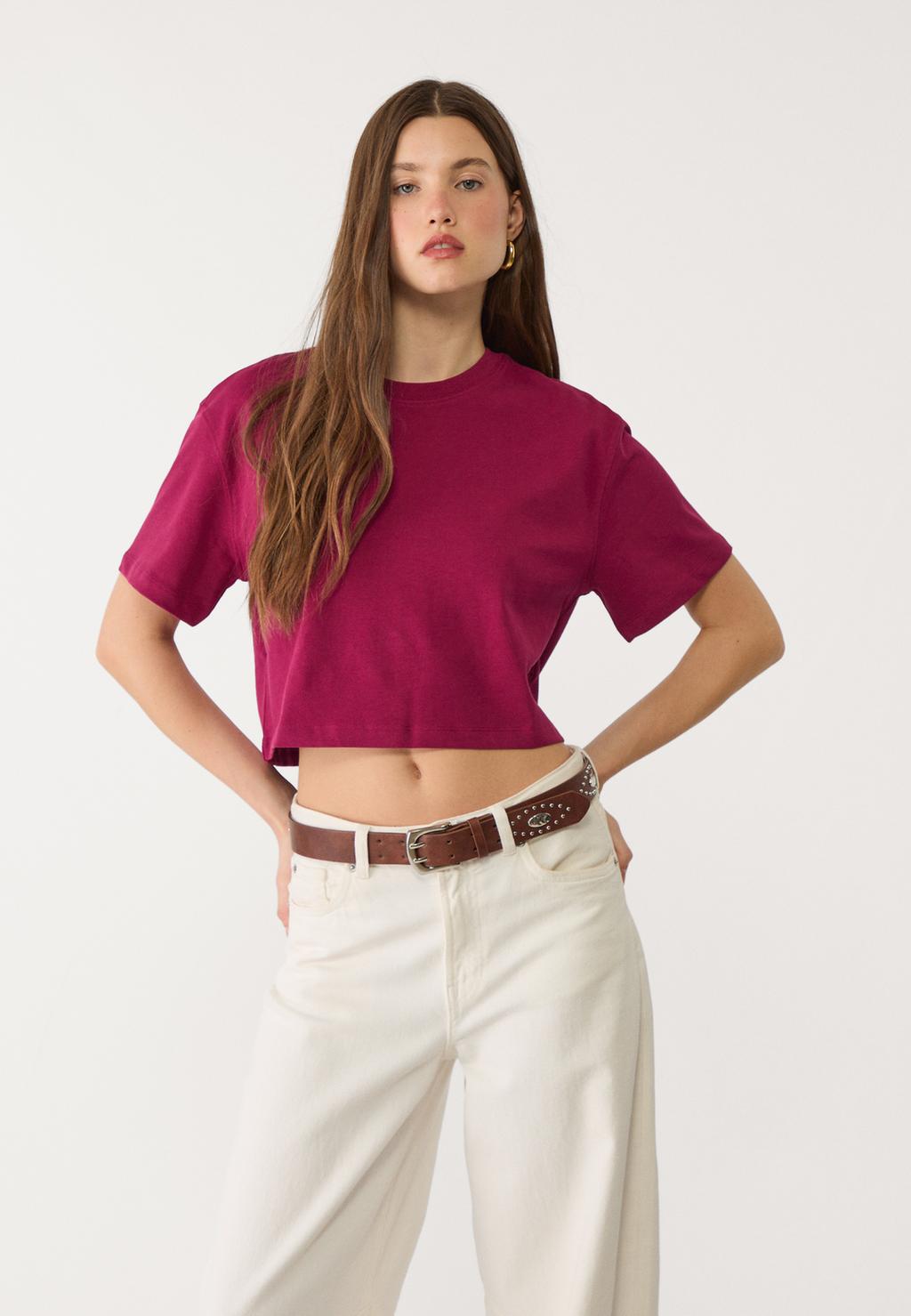 Cropped heavy cotton T-shirt