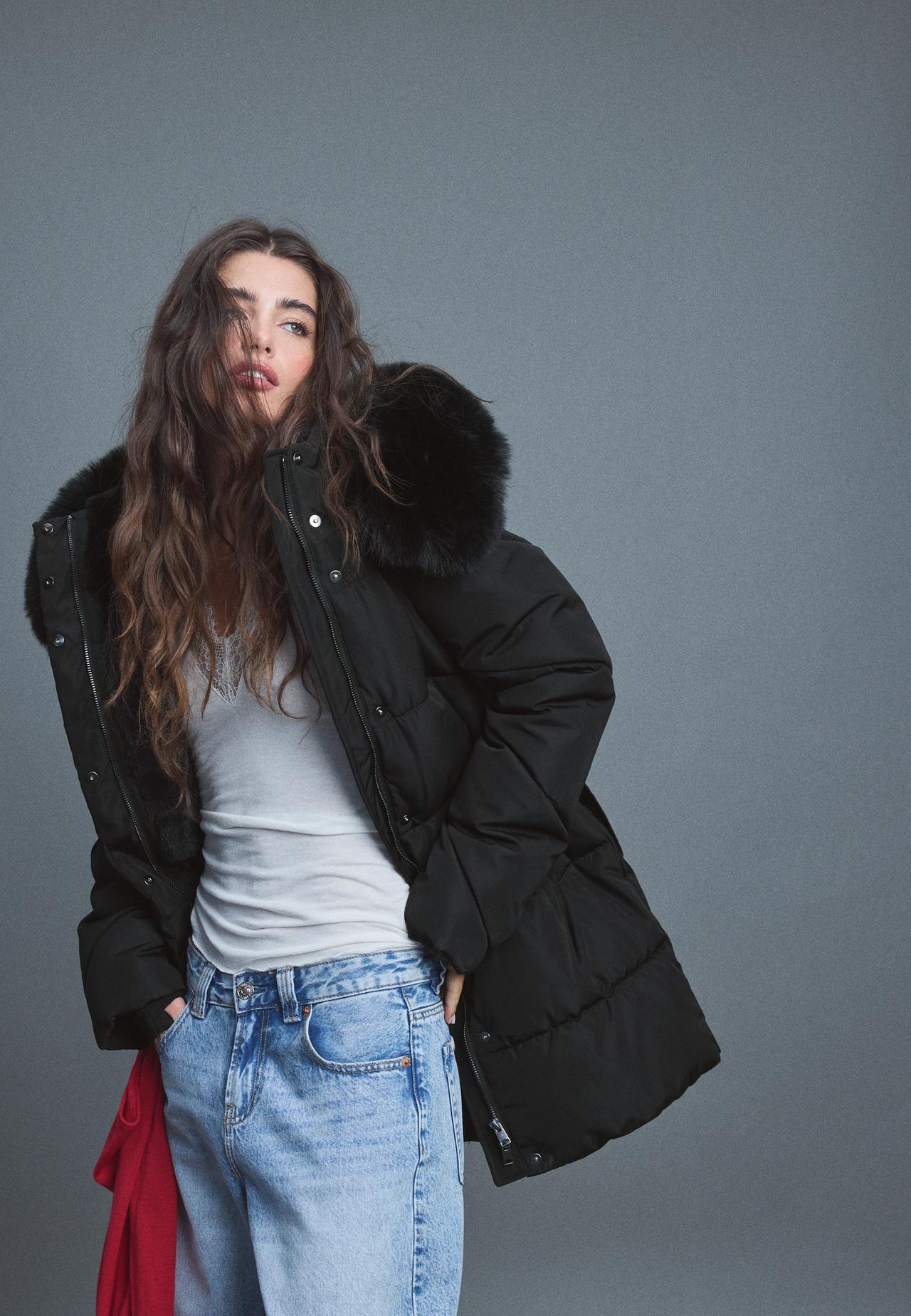 Fitted padded coat — Black