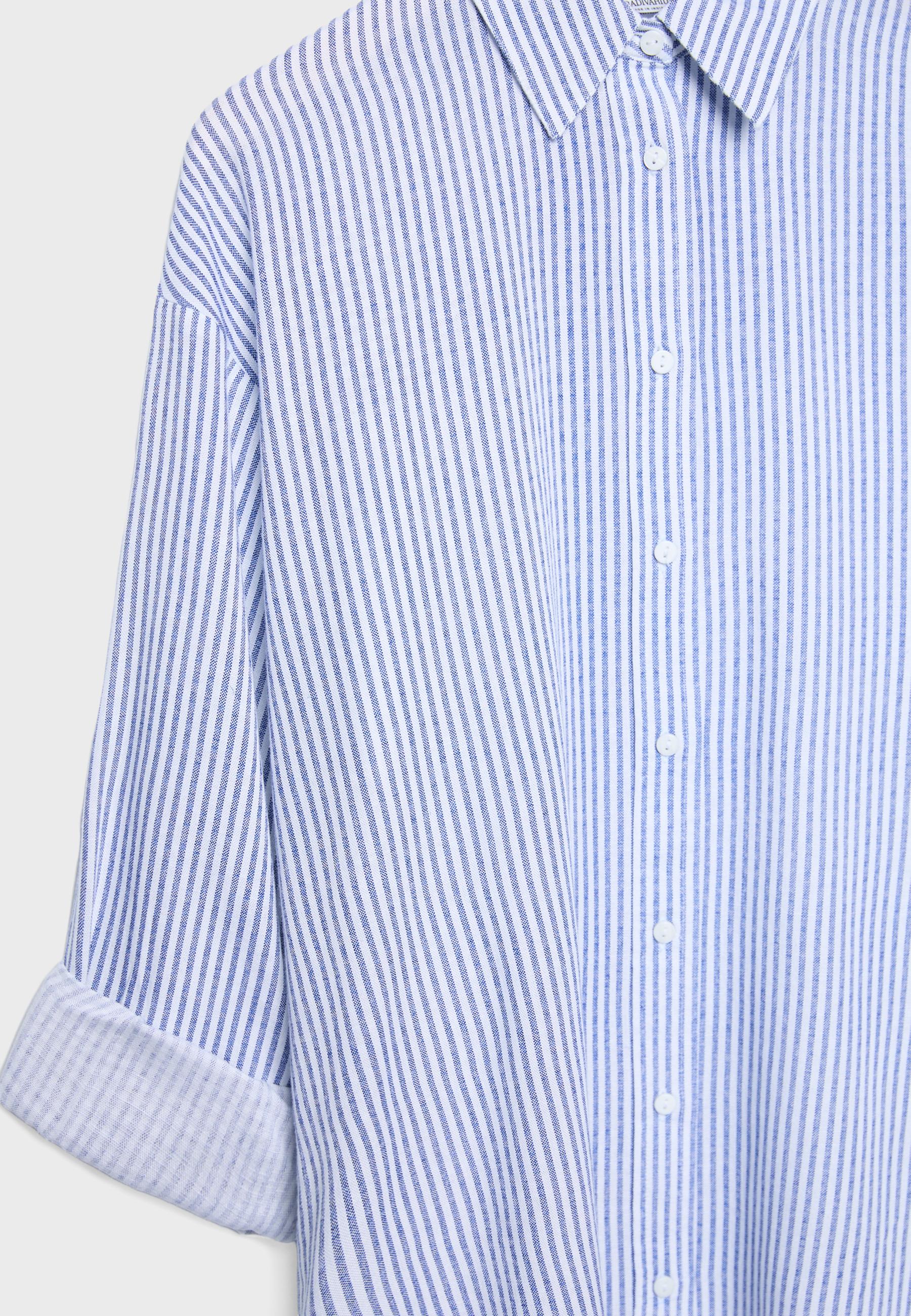 Linen-effect shirt — Dark blue