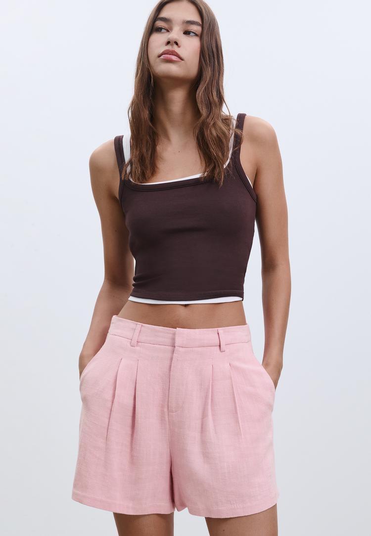 shorts fluido con lino