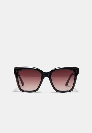 Square cateye resin sunglasses — Brown 1