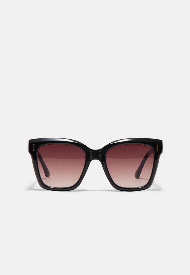 Square cateye resin sunglasses — Brown