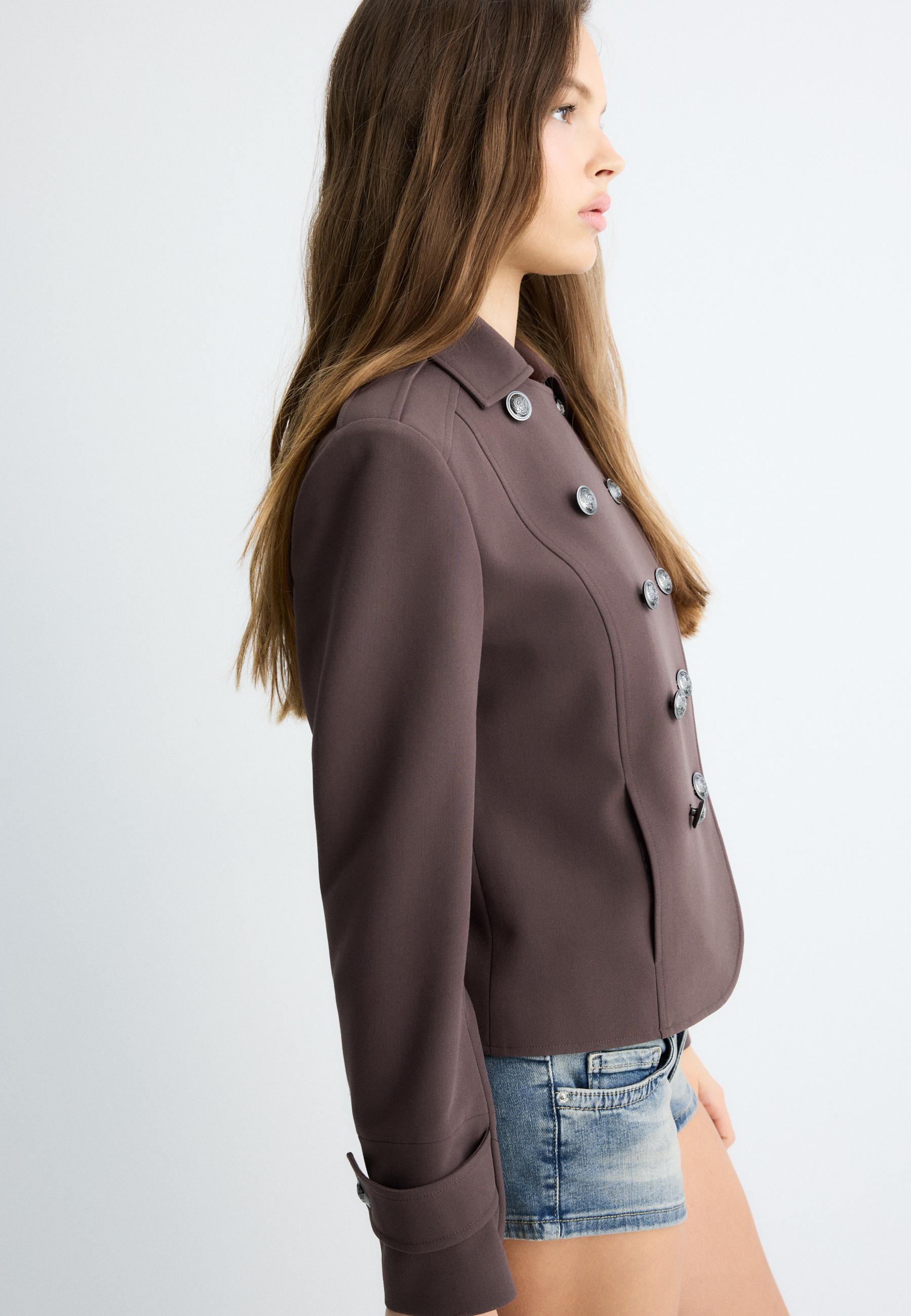 Blazer with engraved buttons — Brown