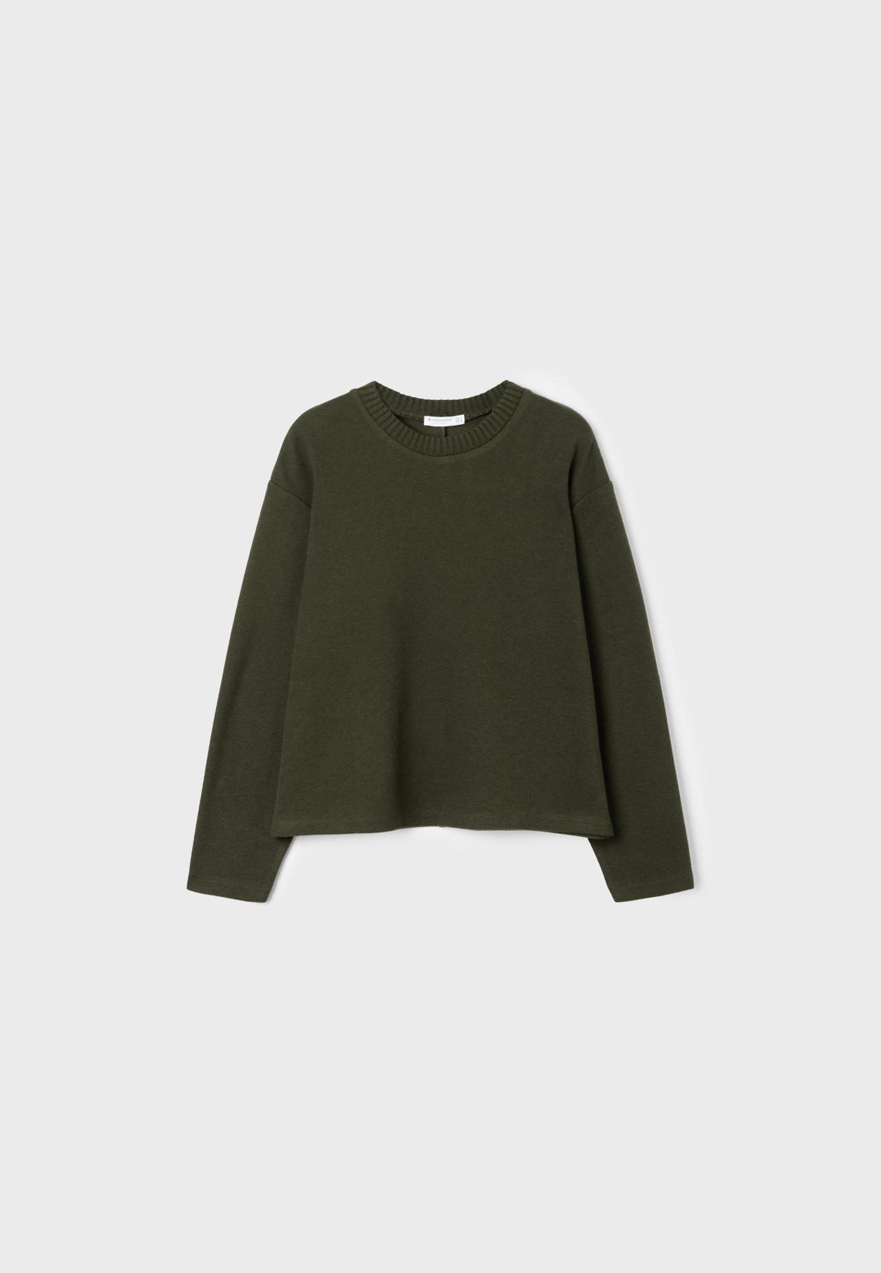 Knit round neck T-shirt — Khaki