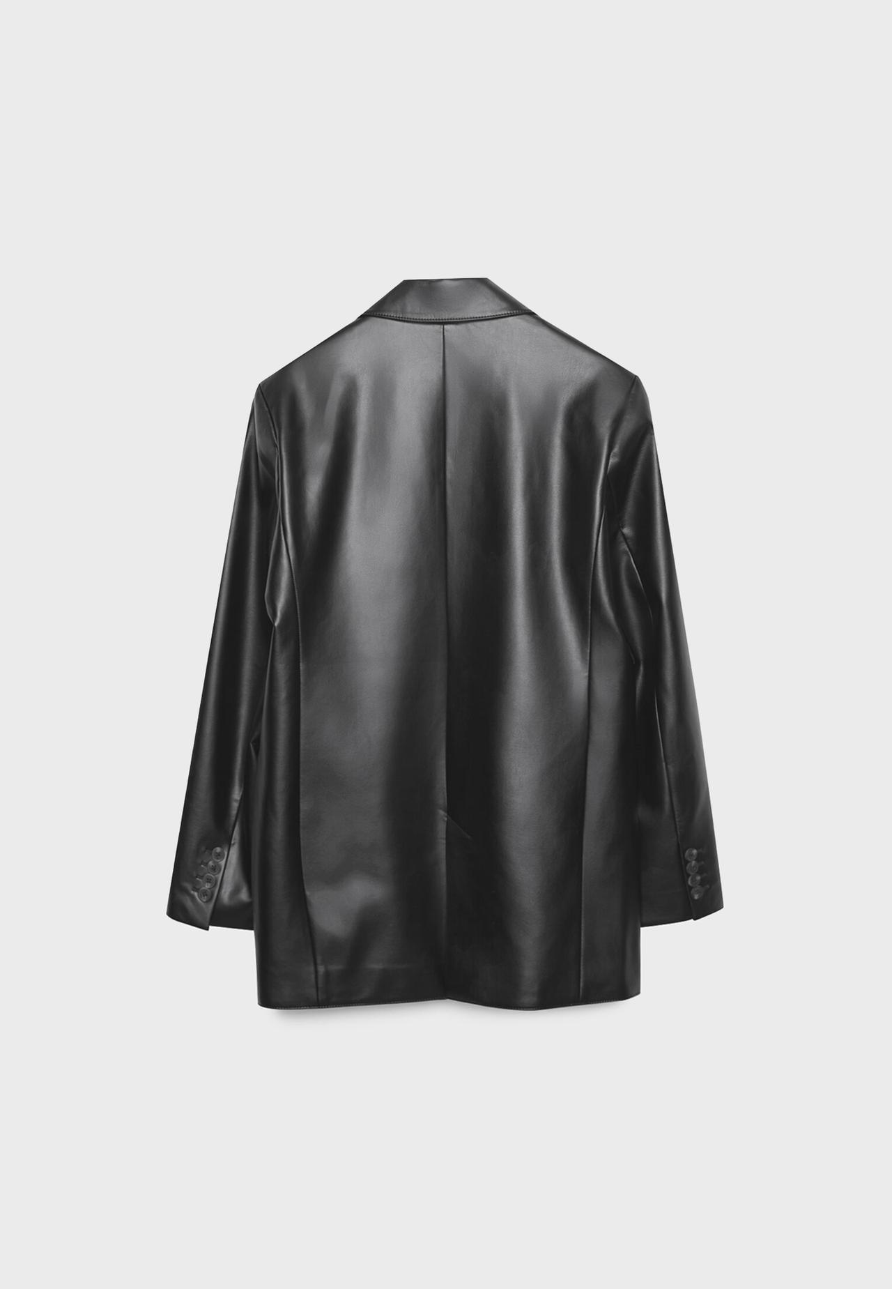 Regular fit leather effect blazer — Black