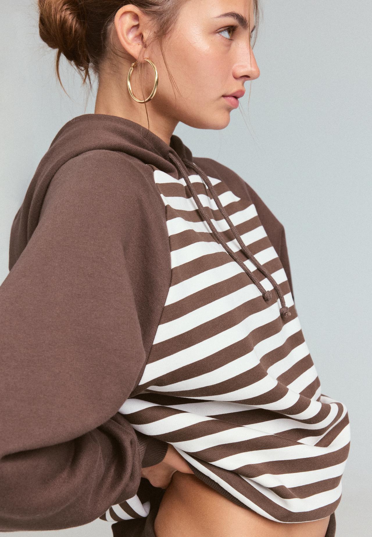 Striped hoodie — Brown