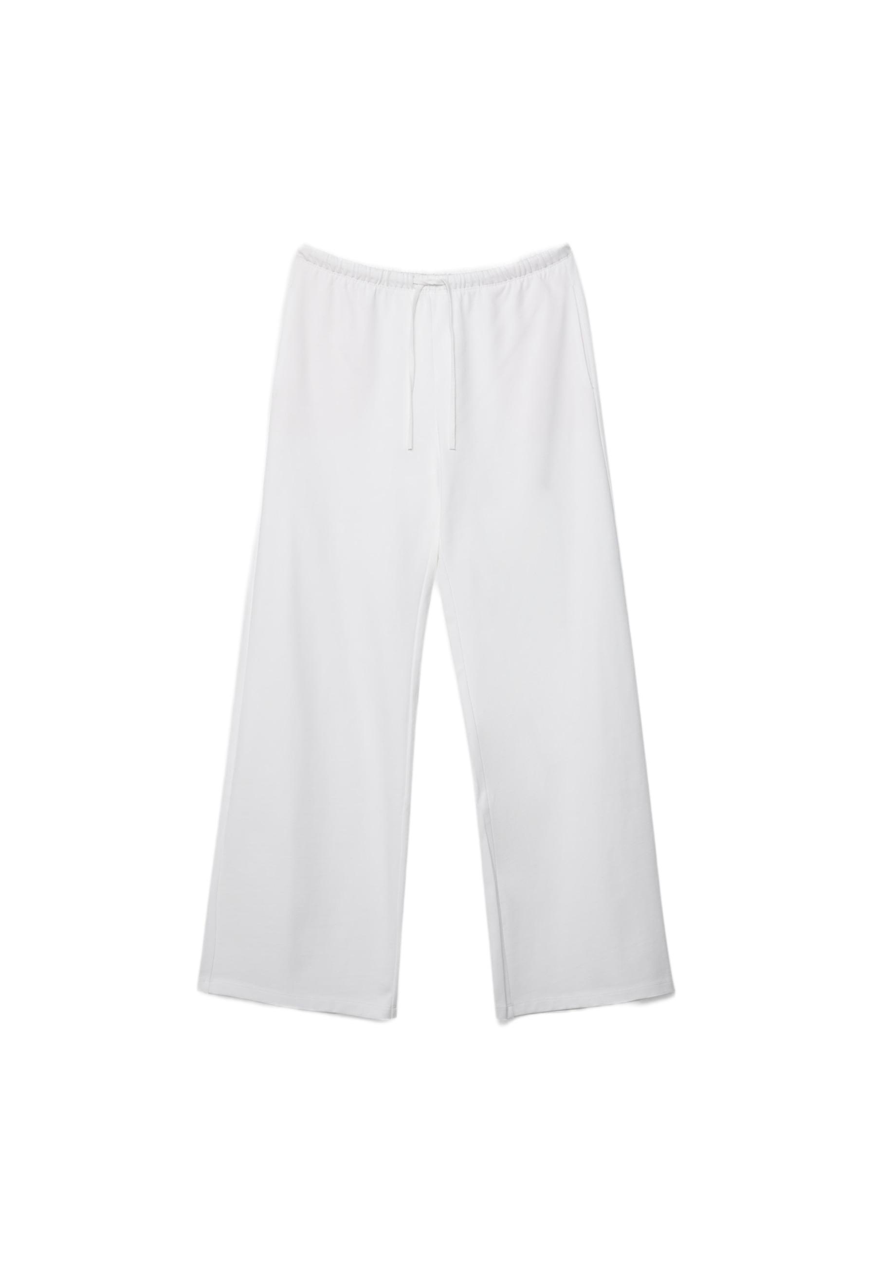 Wide-leg jogger trousers — Ecru