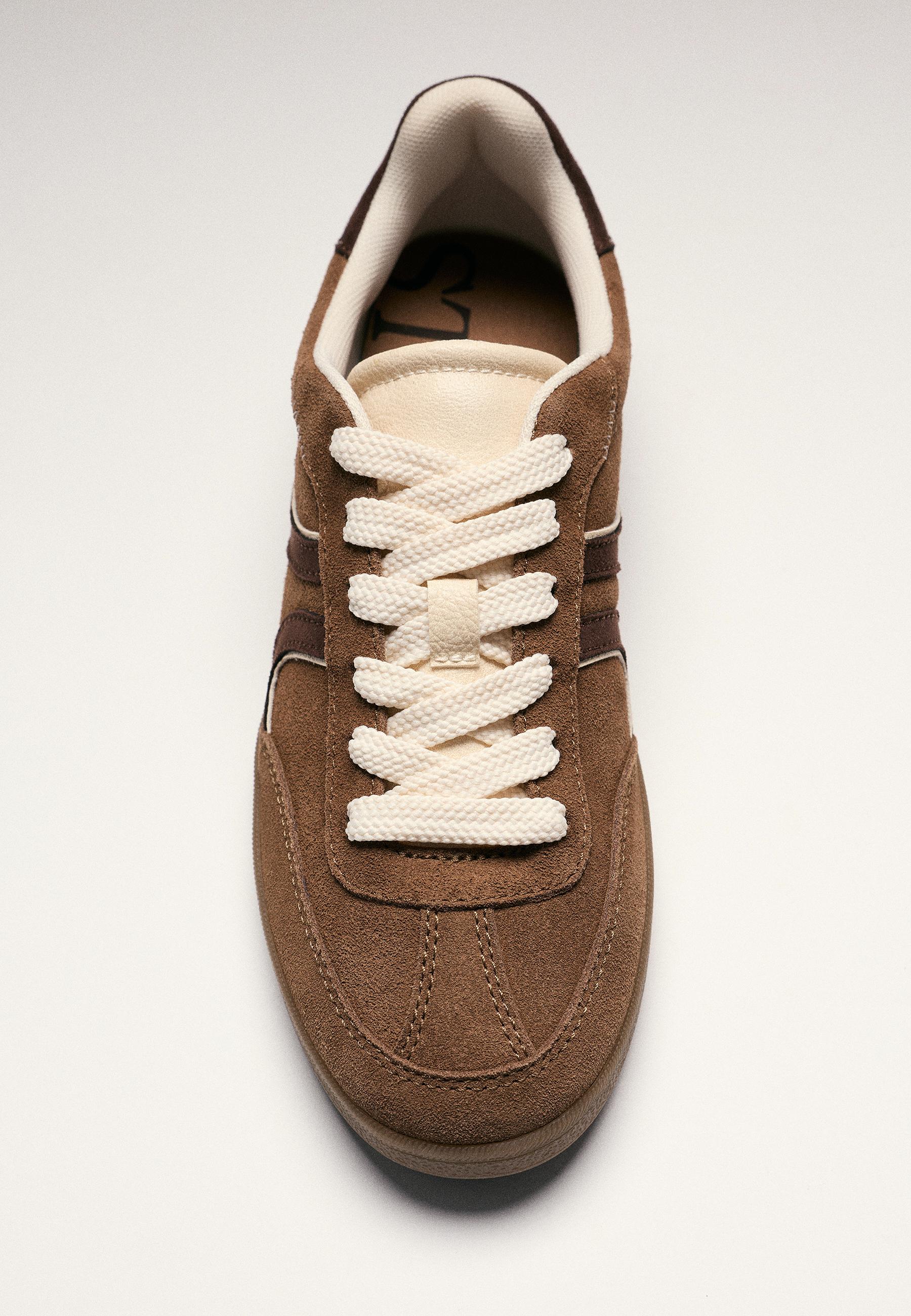 S011 Retro leather trainers — BROWN