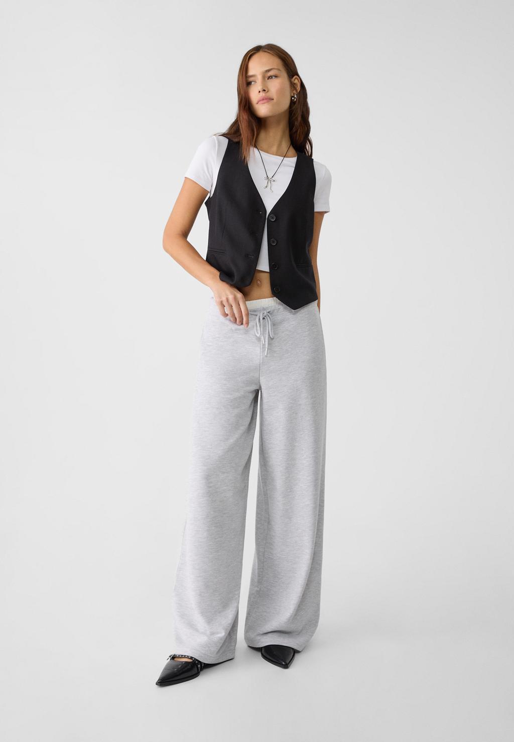 Wide-leg joggers with waistband