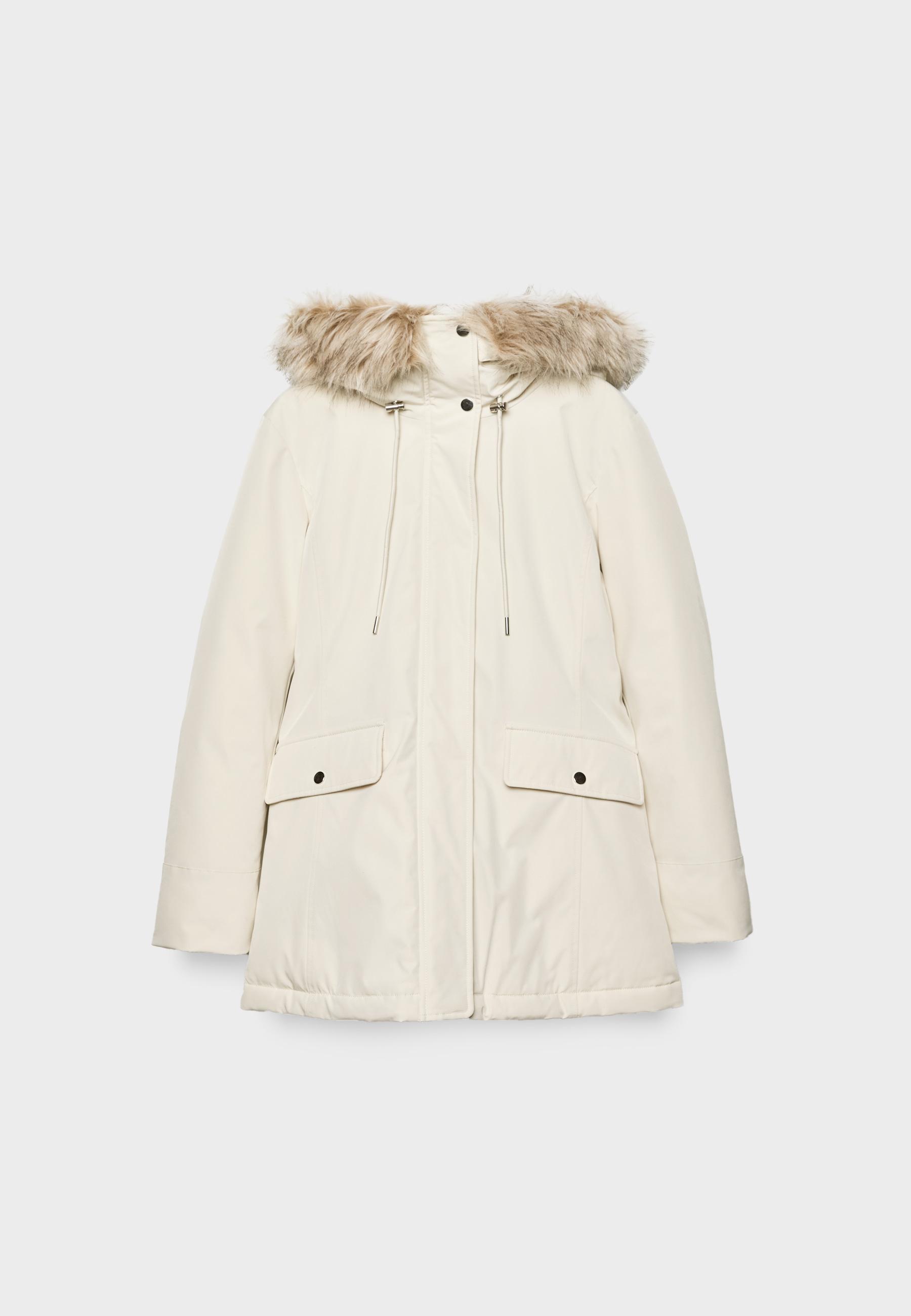 Stradivarius parka jacket with fur hood online