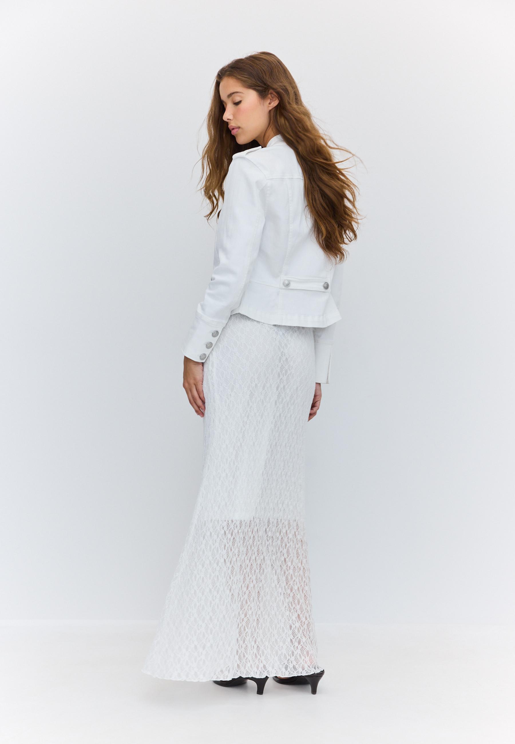 Gathered lace midi skirt — Ecru
